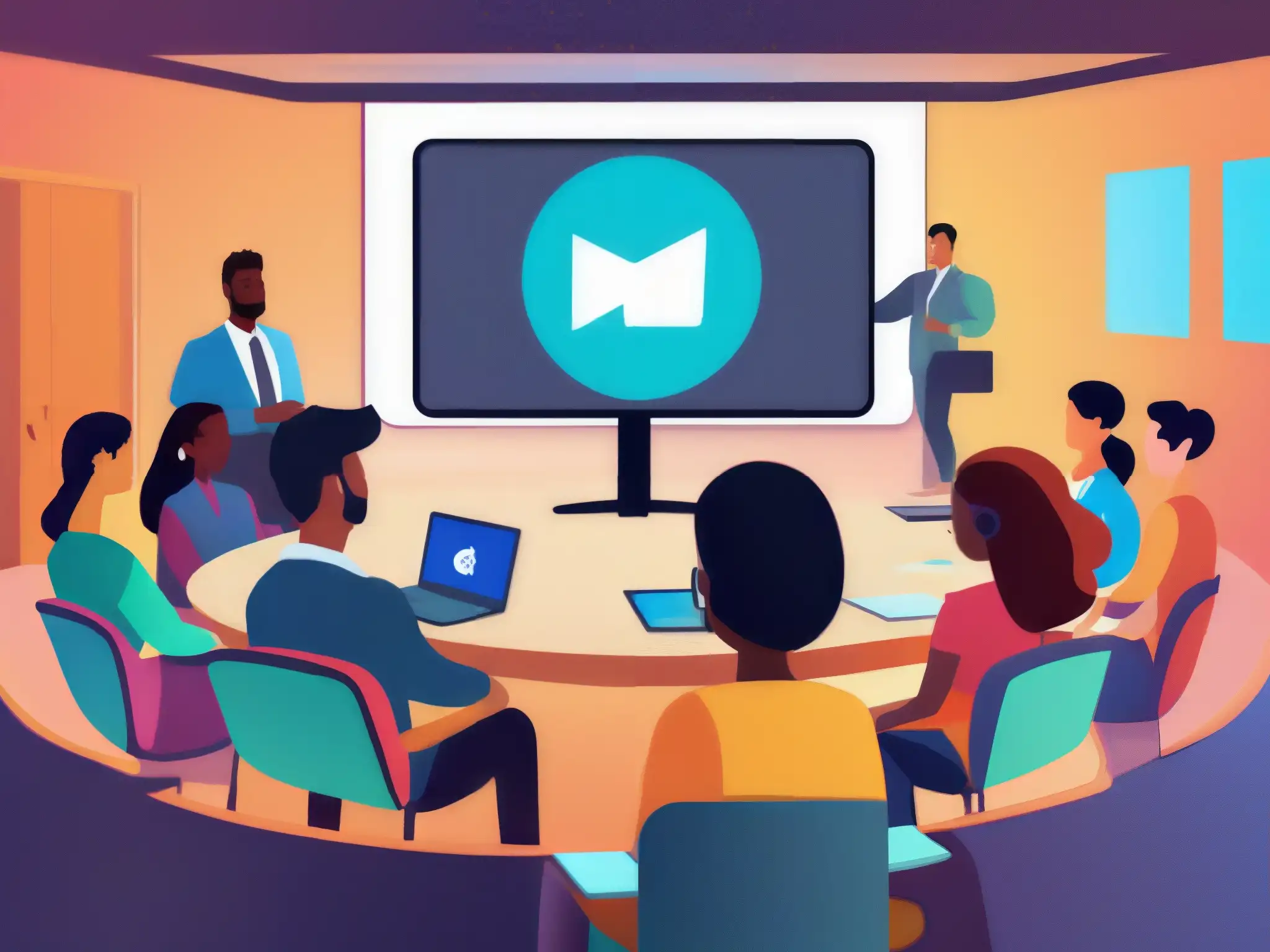 Conferencia virtual personalizada: diversidad y dinamismo Profesionales y estudiantes diversas en videoconferencia personalizada