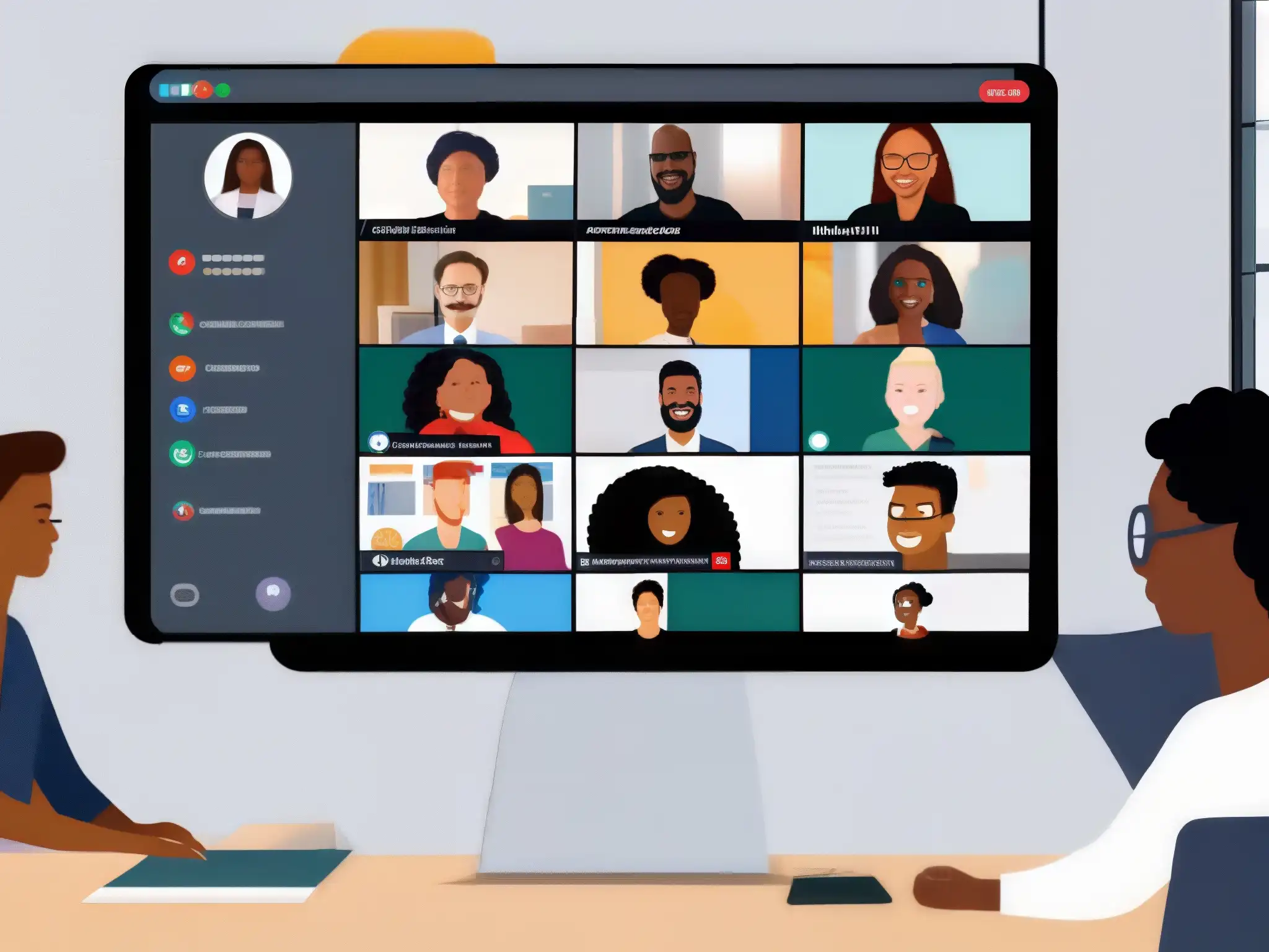 Reunión virtual productiva con profesionales y estudiantes Profesionales y estudiantes usan funciones ocultas Google Meet para mejorar la usabilidad en reunión virtual productiva y colaborativa