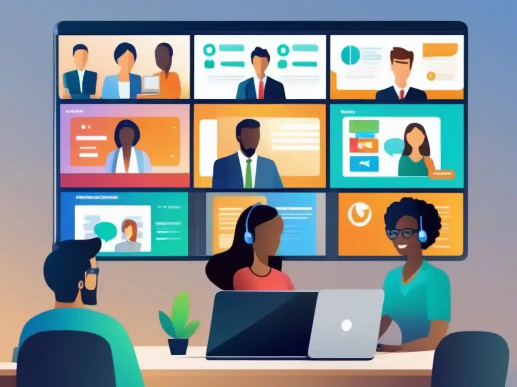 Interacción fluida entre profesionales y estudiantes en plataformas de videoconferencia Profesionales y estudiantes usan diferentes plataformas de videoconferencia en varios dispositivos, demostrando la interoperabilidad en videoconferencia dispositivos
