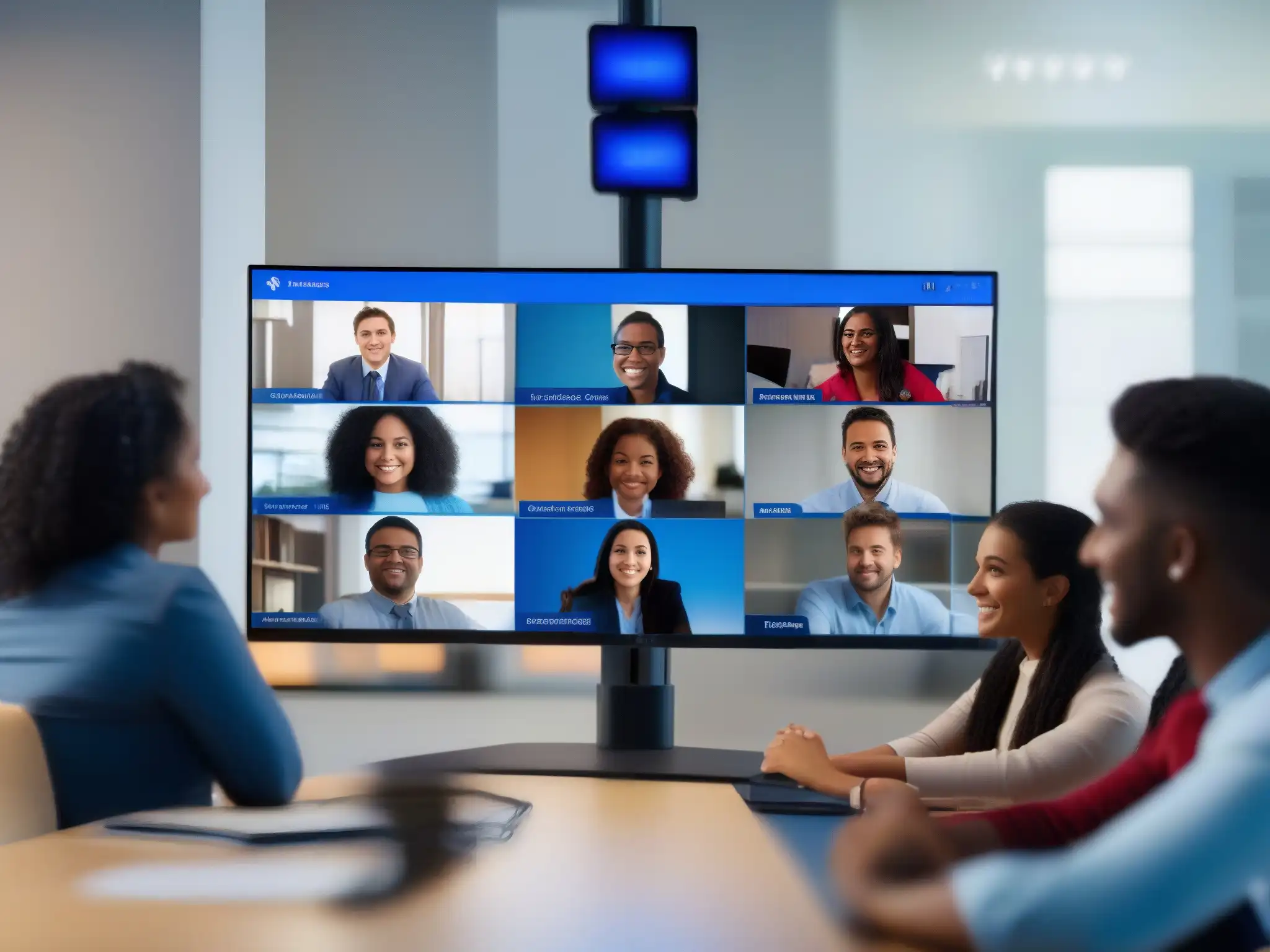 Aprendizaje interactivo en línea con BigBlueButton Profesionales y estudiantes participan en una sesión interactiva en BigBlueButton, mostrando ventajas y limitaciones de la plataforma