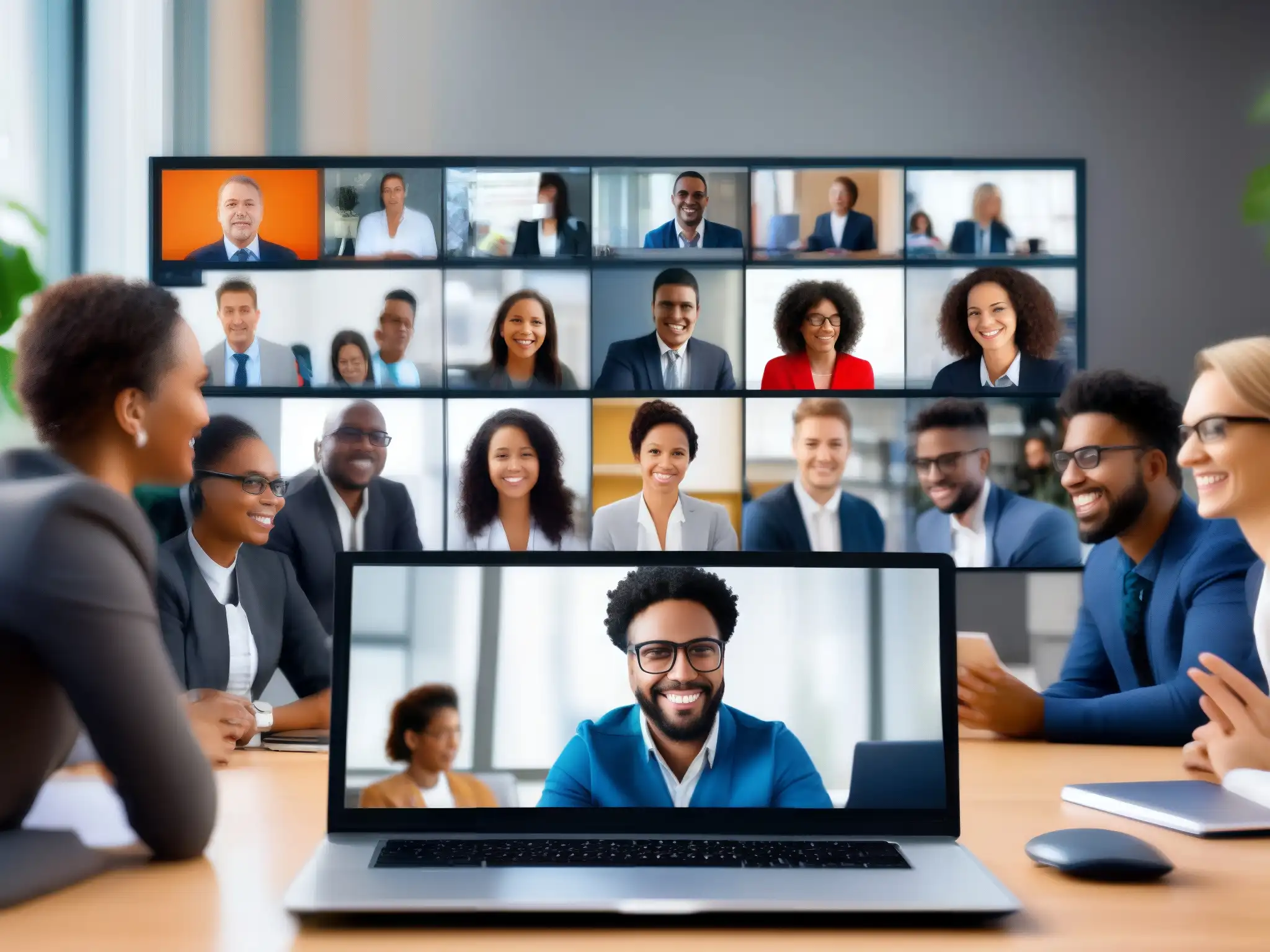 Profesionales y estudiantes colaboran en videoconferencia Profesionales y estudiantes se unen en una videoconferencia, superando desafíos de interoperabilidad en videoconferencia con éxito