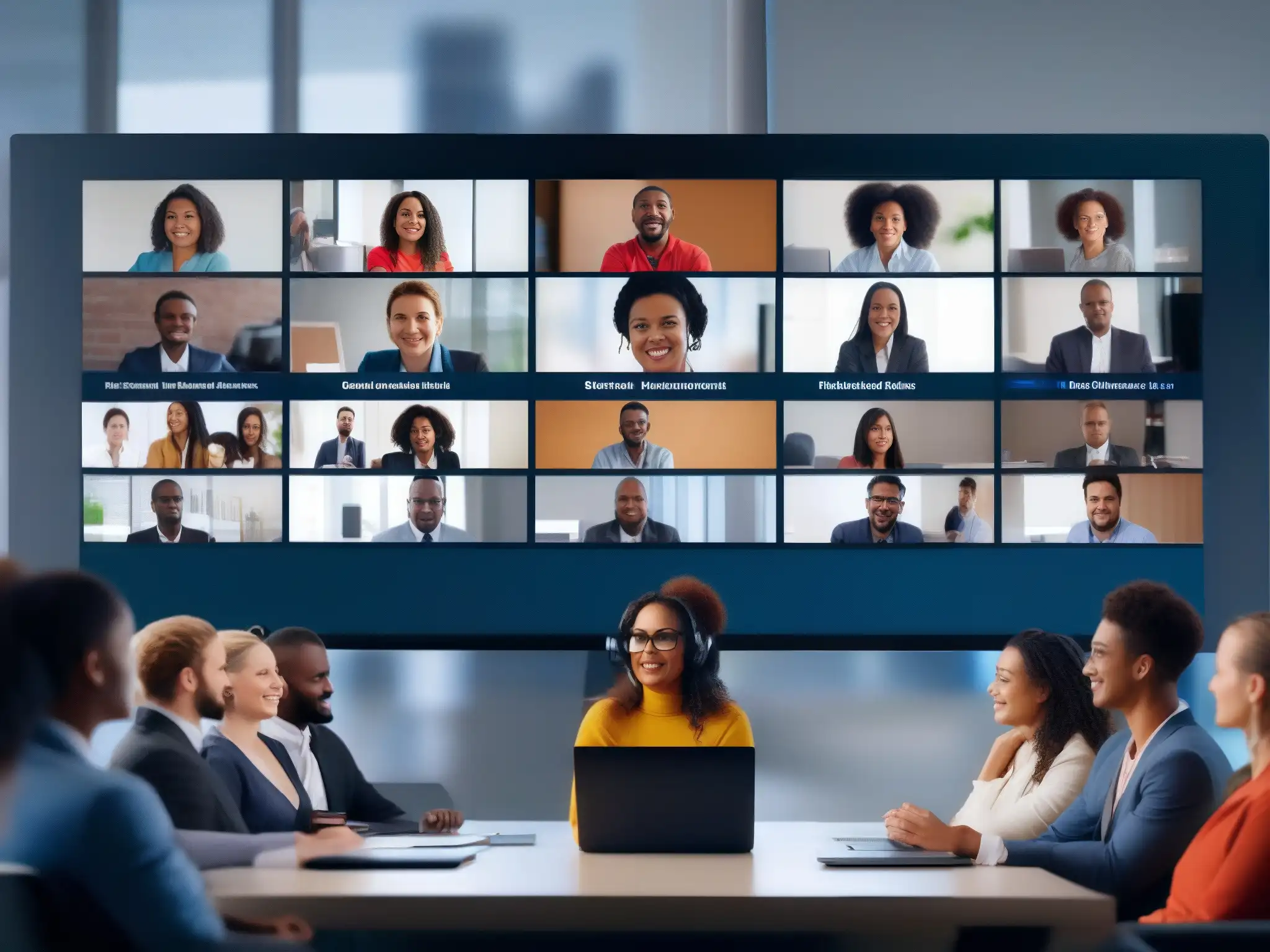 Conferencia virtual: Emociones y tecnología de calidad Profesionales y estudiantes en videoconferencia muestran emociones diversas