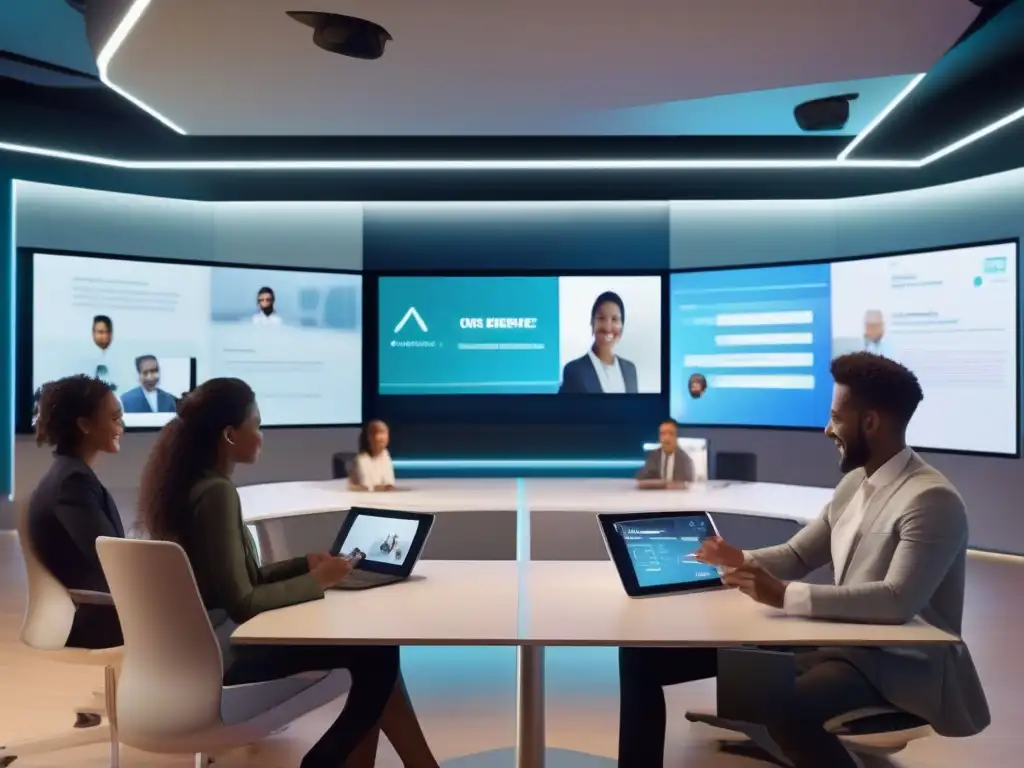 Videoconferencia innovadora: colaboración y conectividad Profesionales y estudiantes interactúan en videoconferencia con las mejores herramientas para usuarios