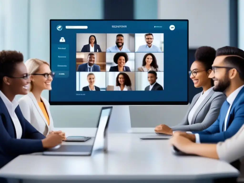 Profesionales y estudiantes seguros y productivos en VideoMeetingsHub Profesionales y estudiantes participando en una videoconferencia segura de VideoMeetingsHub