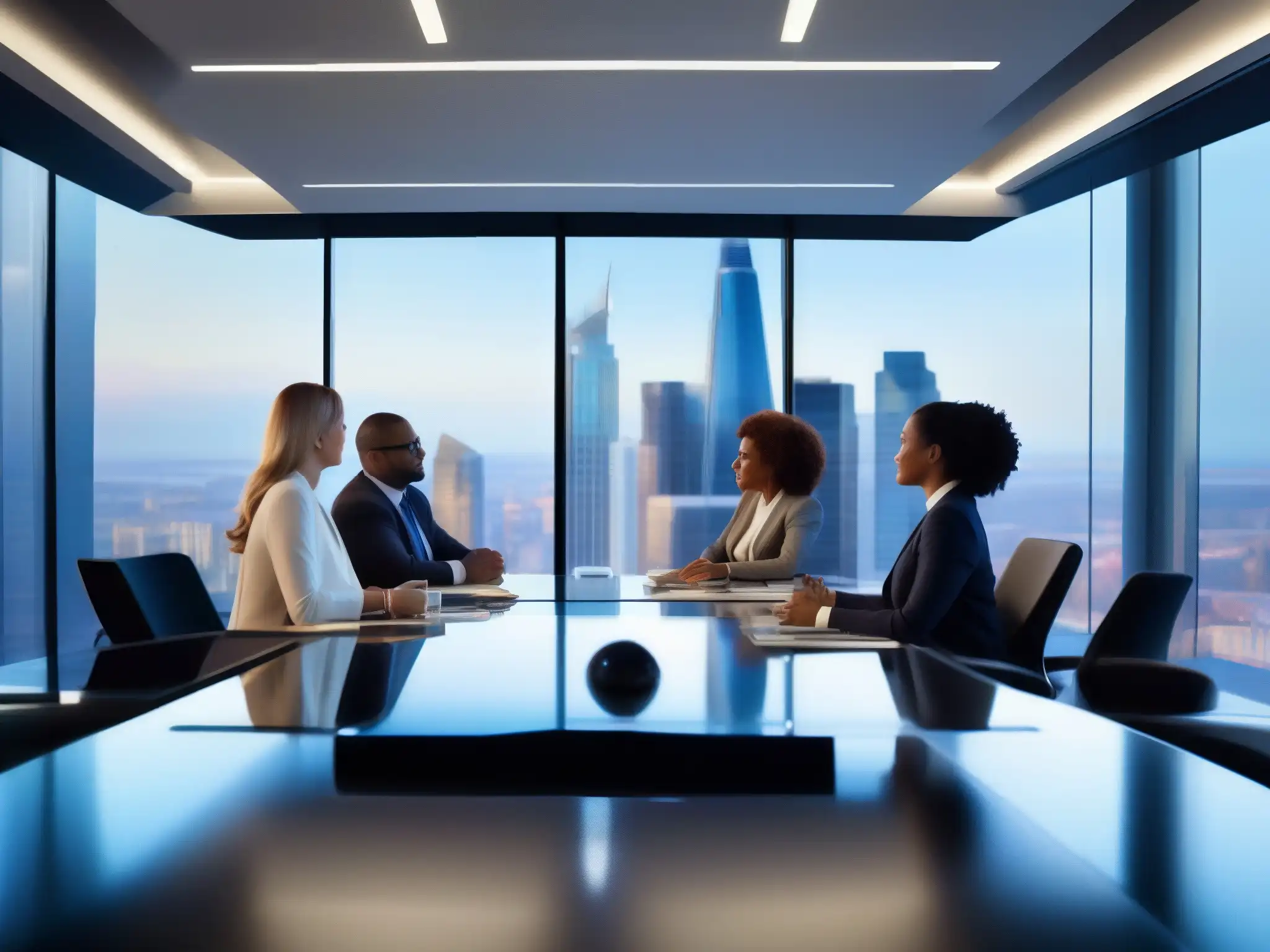 Reunión virtual de profesionales: innovación empresarial Profesionales modernos en videoconferencia, integración empresarial en un entorno tecnológico y colaborativo