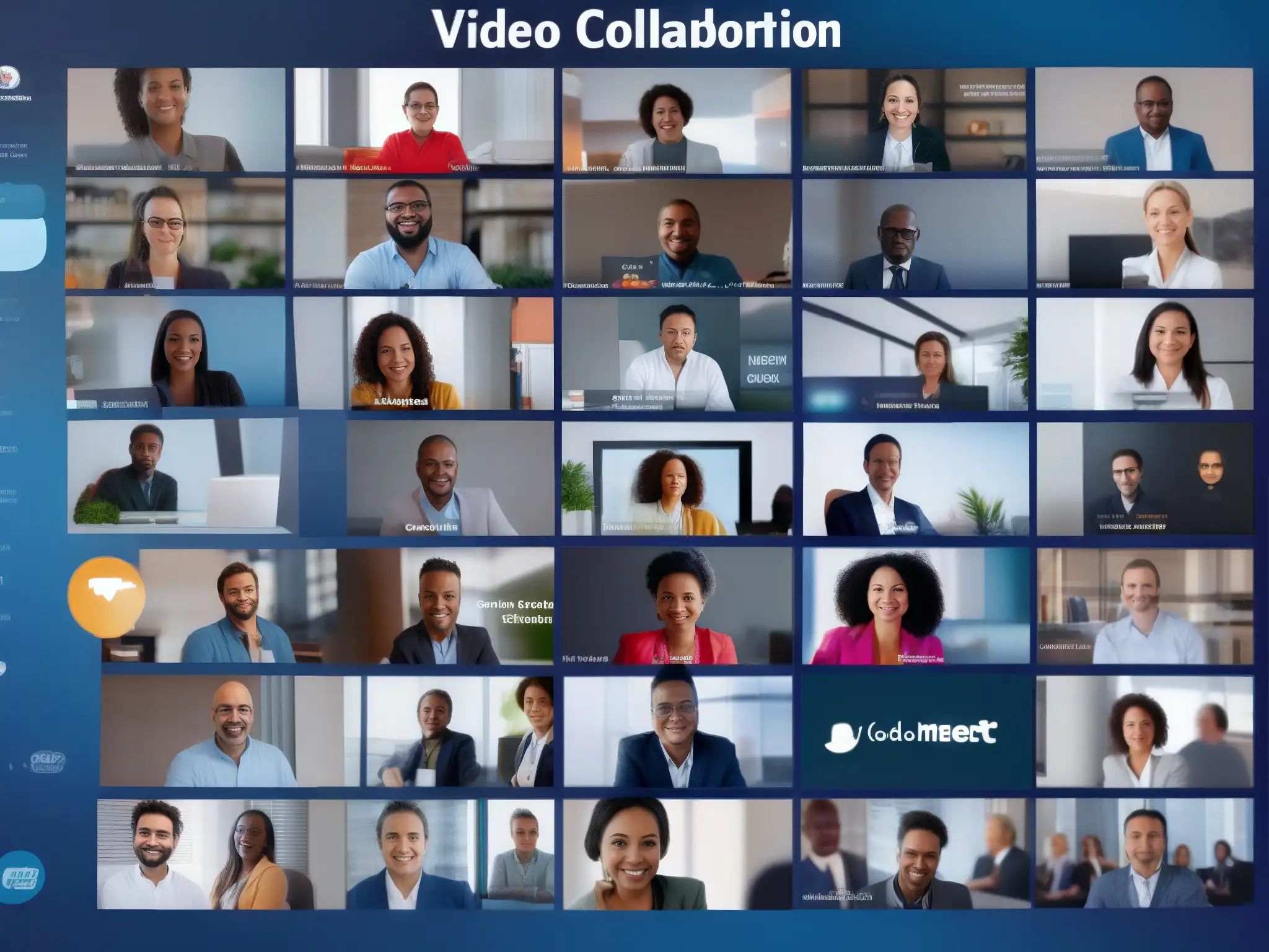 Profesionales del mundo en videoconferencia con GlobalMeet Profesionales de todo el mundo colaboran en una videoconferencia de alta calidad usando la plataforma GlobalMeet Collaboration para videoconferencias