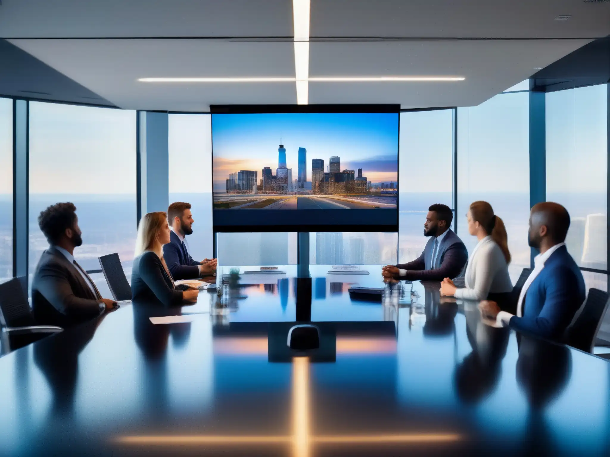 Equipo preparado para incidentes de seguridad en videoconferencia Profesionales en una oficina moderna con equipo de videoconferencia
