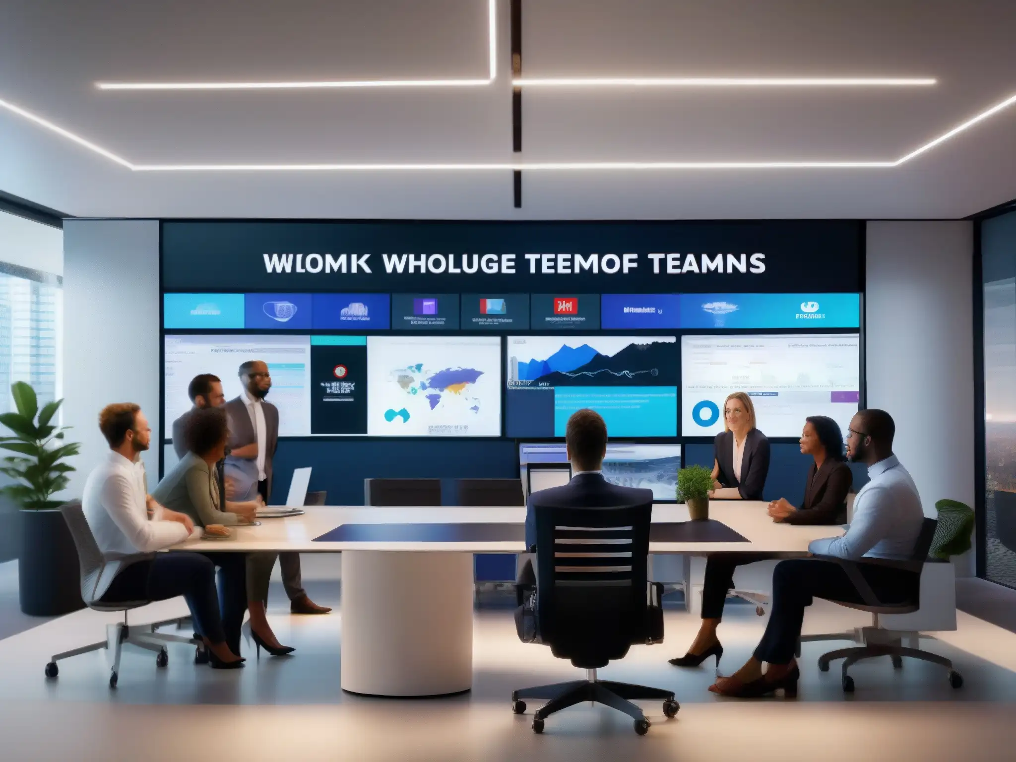 Competitividad en videoconferencias: Zoom vs Profesionales debatiendo en oficina moderna con Zoom y Microsoft Teams, comparativa videoconferencia