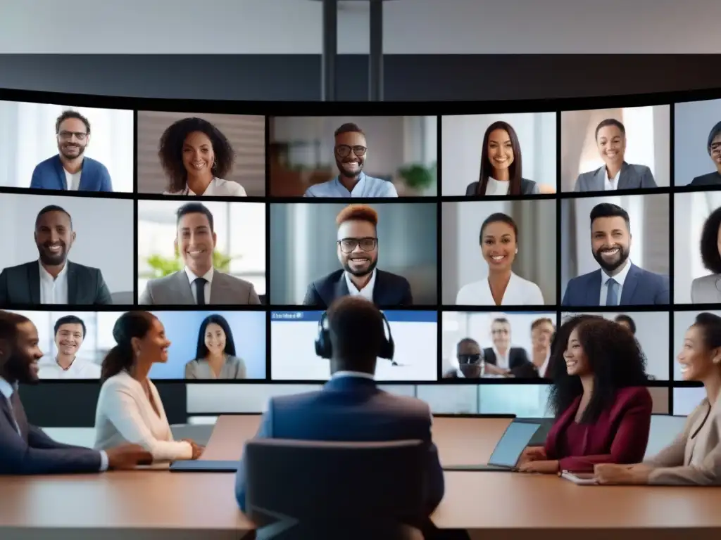 Conferencia virtual multilingüe: profesionales del mundo Profesionales de diferentes partes del mundo en videoconferencia multilingüe con las mejores herramientas de soporte multilenguaje