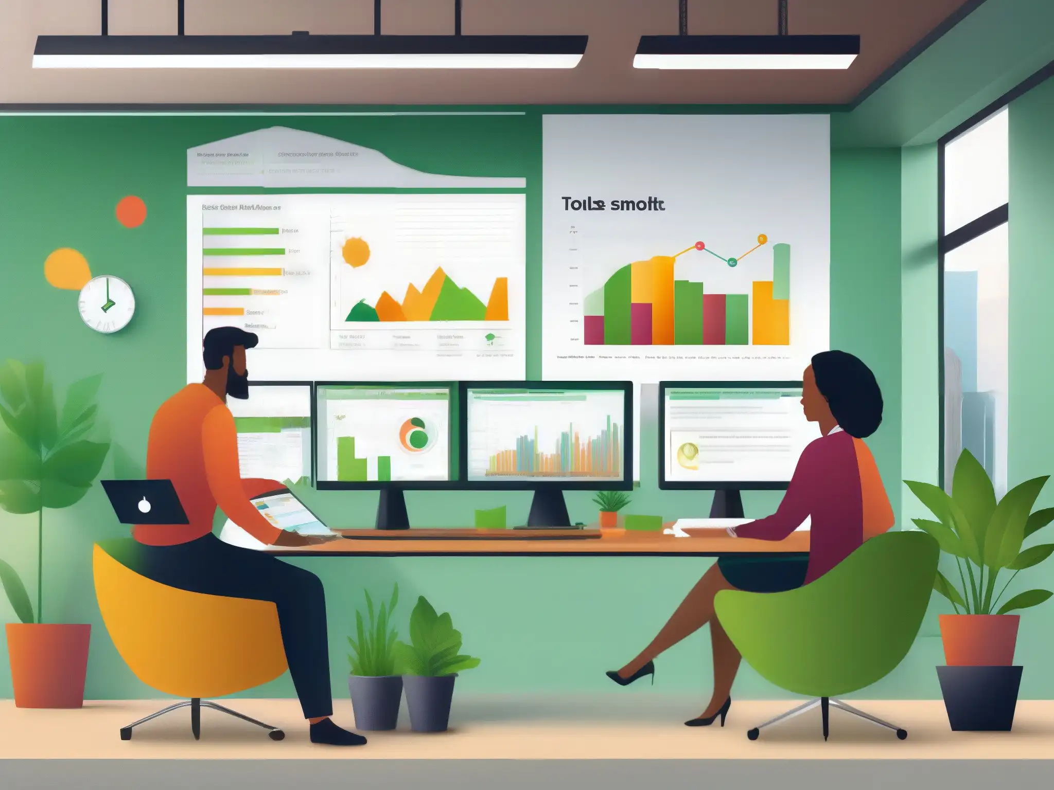 Equipo profesional colaborando en proyecto con herramientas de gestión Profesionales colaborando en proyectos con Teams y Slack, mostrando la efectividad de herramientas de gestión