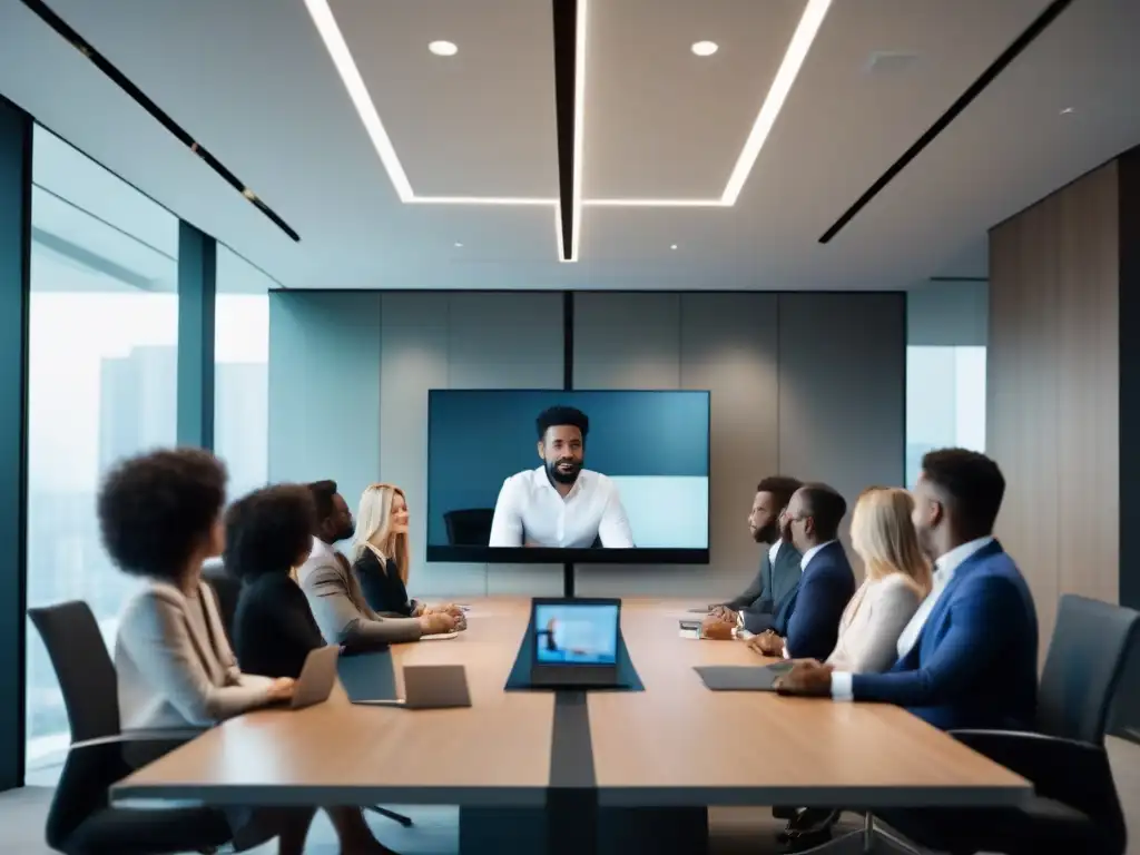 Profesionales en videoconferencia de alta tecnología Profesionales en reunión online, protegiendo datos con mejores prácticas