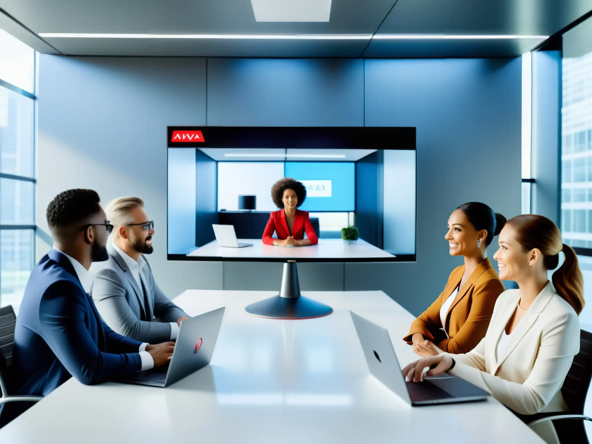 Profesionales en videoconferencia con Avaya IX Workplace Profesionales en reunión virtual con Avaya IX