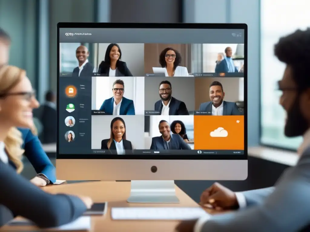 Reunión virtual de negocios en GoToMeeting: Productividad y colaboración Profesionales colaborando en una reunión virtual productiva con GoToMeeting