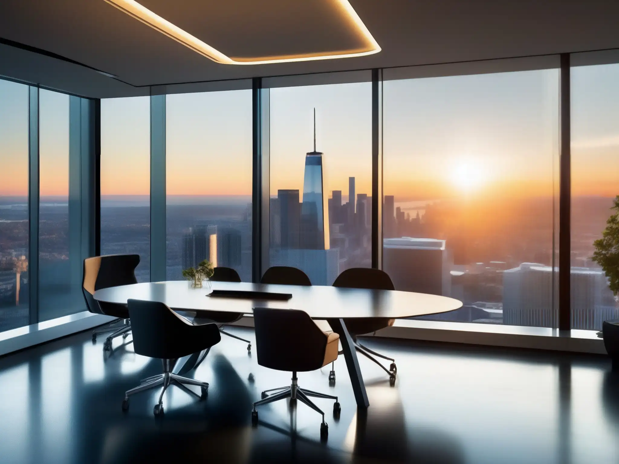 Reunión de profesionales en una oficina moderna con vista a la ciudad Profesionales colaborando en una sala de conferencias con vista a la ciudad