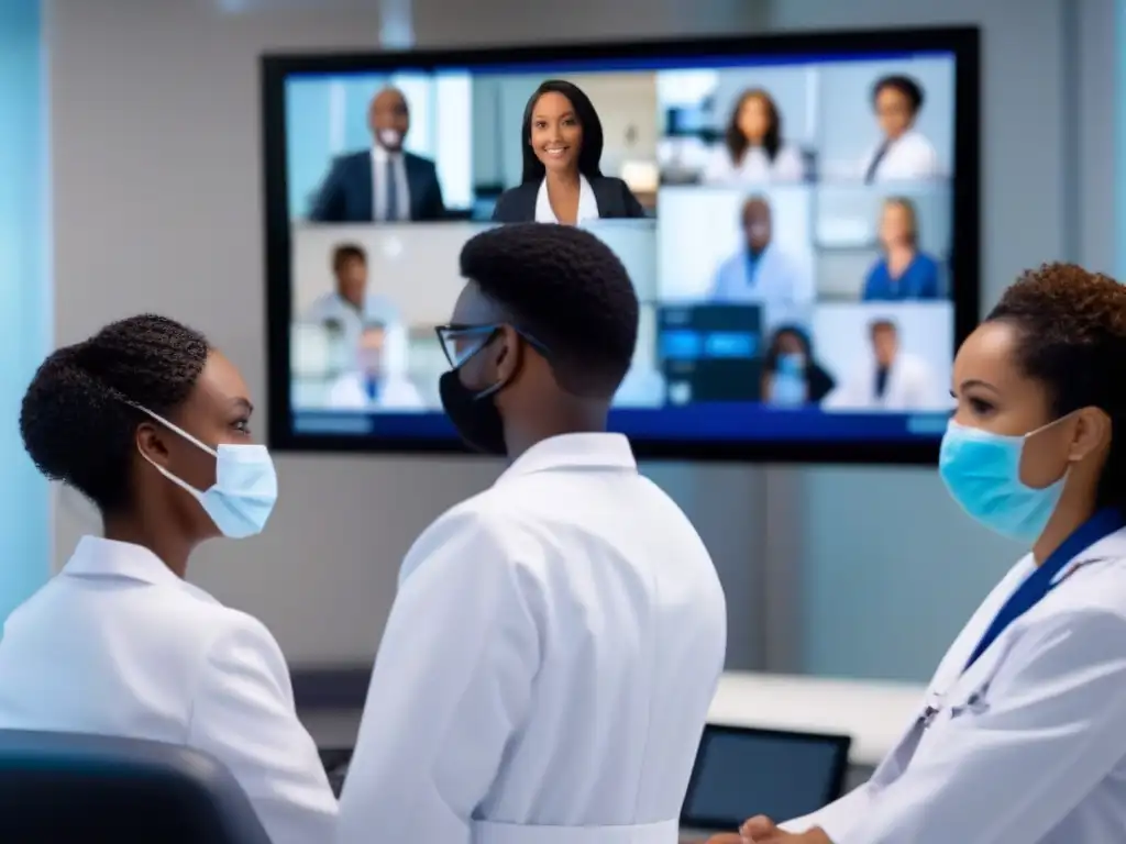 Profesionales de la salud en videoconferencia con paciente Profesionales de la salud en videoconferencia segura con paciente