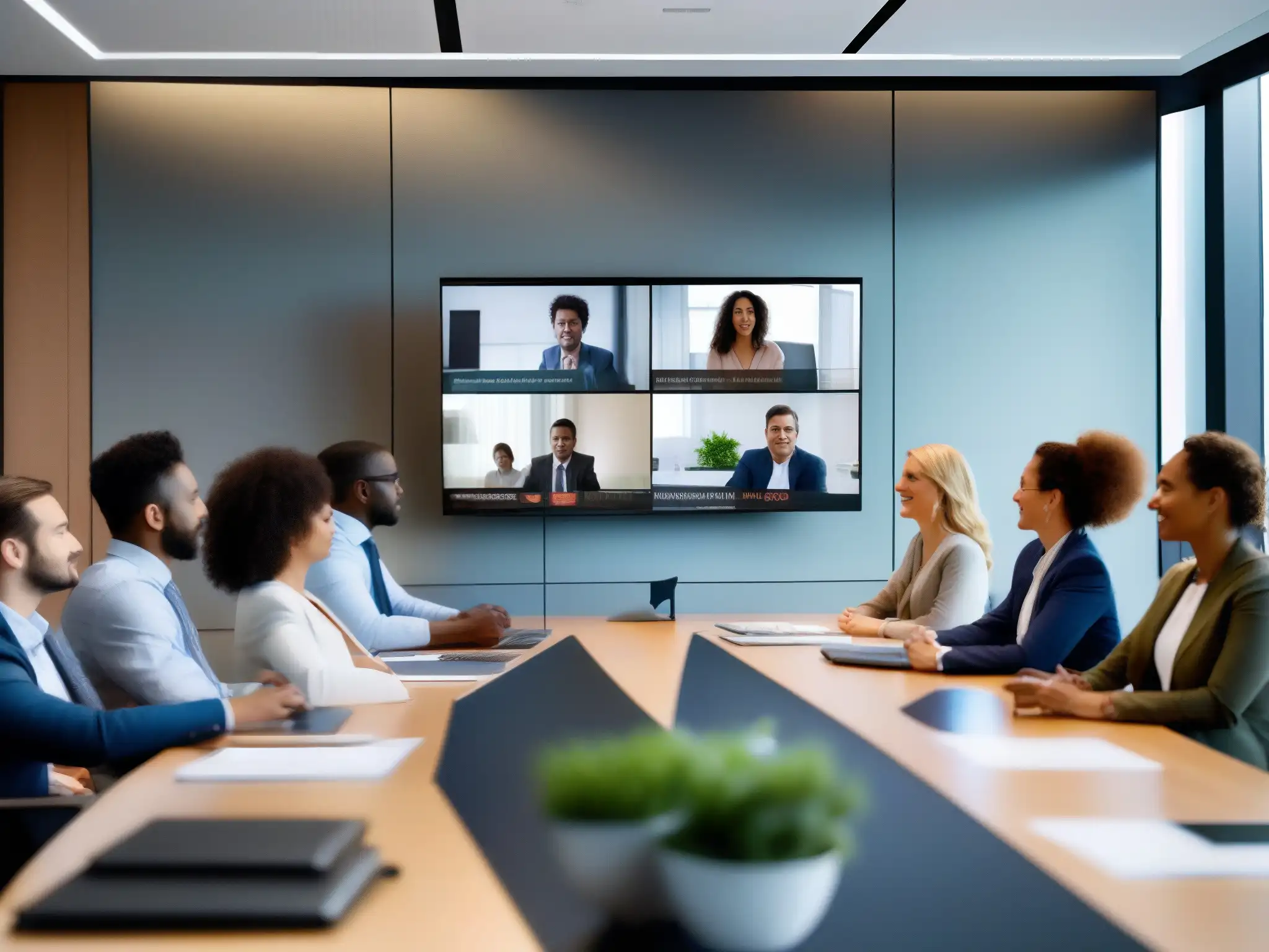 Videoconferencia profesional: colaboración efectiva Profesionales satisfechos en videoconferencia con herramientas modernas que retienen usuarios