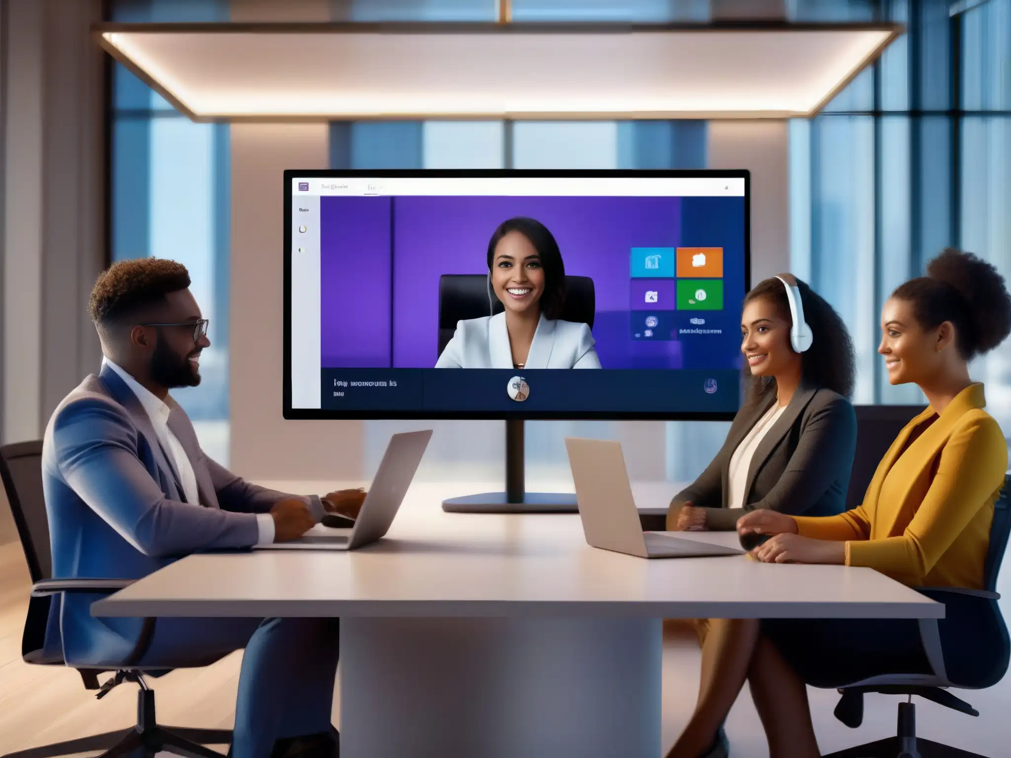 Videoconferencia productiva en Microsoft Teams Profesionales colaborando en una videoconferencia con Microsoft Teams