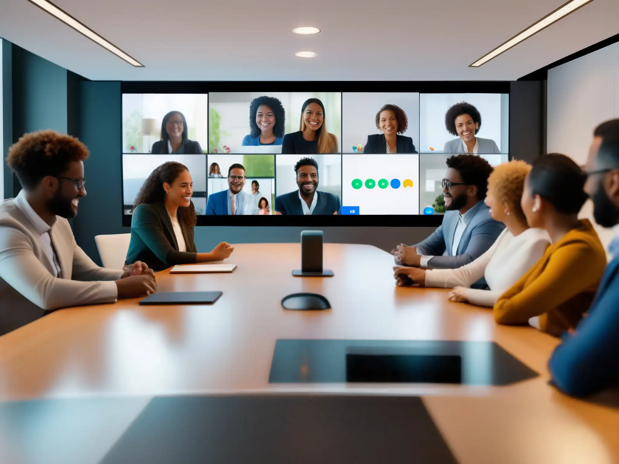 Reunión de profesionales con Google Meet Profesionales en videoconferencia activa en Google Meet, mostrando las funciones ocultas y usabilidad para trabajo y educación