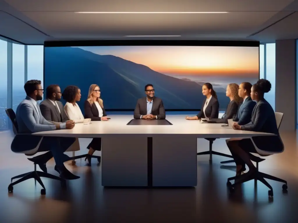 Videoconferencia profesional con diversidad e inclusión Profesionales en videoconferencia, ambiente cálido y profesional, moderno equipo