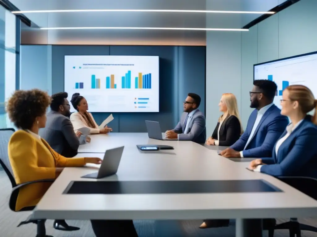 Reunión de videoconferencia profesional Profesionales en videoconferencia, ambiente moderno y productivo con énfasis en las mejores prácticas de cumplimiento GDPR