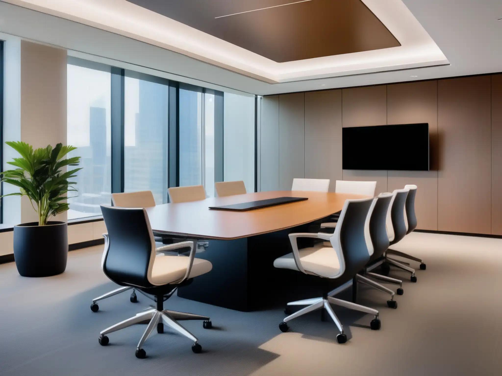 Sala de videoconferencias moderna y eficiente para profesionales Profesionales en videoconferencia con ambiente moderno y elegante