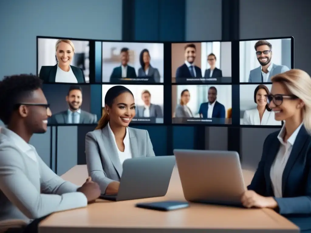 Videoconferencia profesional con asistente virtual Profesionales en videoconferencia con asistente virtual optimizando la interacción