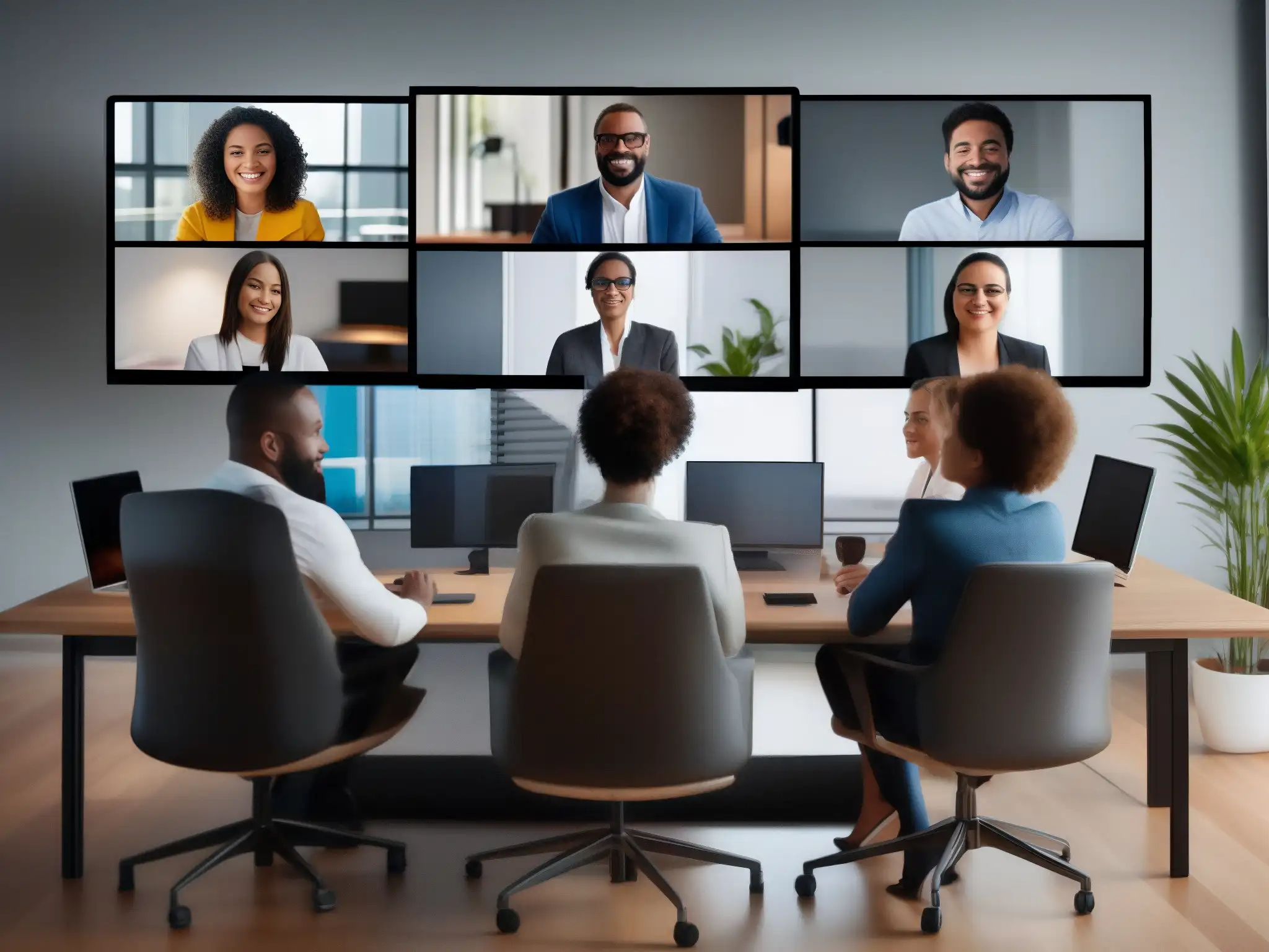 Profesionales en videoconferencia desde casa Profesionales en videoconferencia desde casa, destacando la seguridad y privacidad