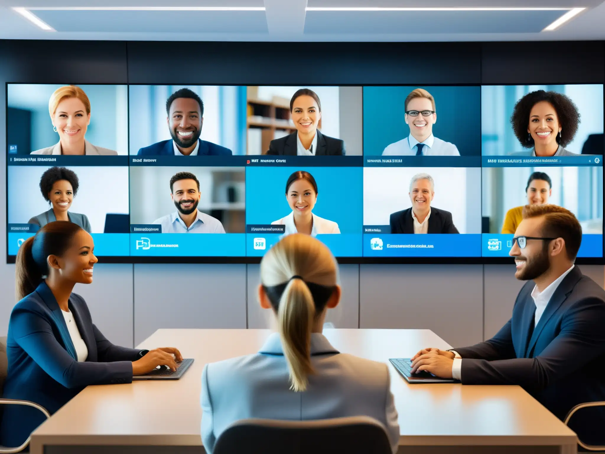 Conferencia video HD: Expresiones y comunicación de calidad Profesionales en videoconferencia con códecs de video avanzados para comunicaciones virtuales efectivas, sus expresiones capturadas en detalle