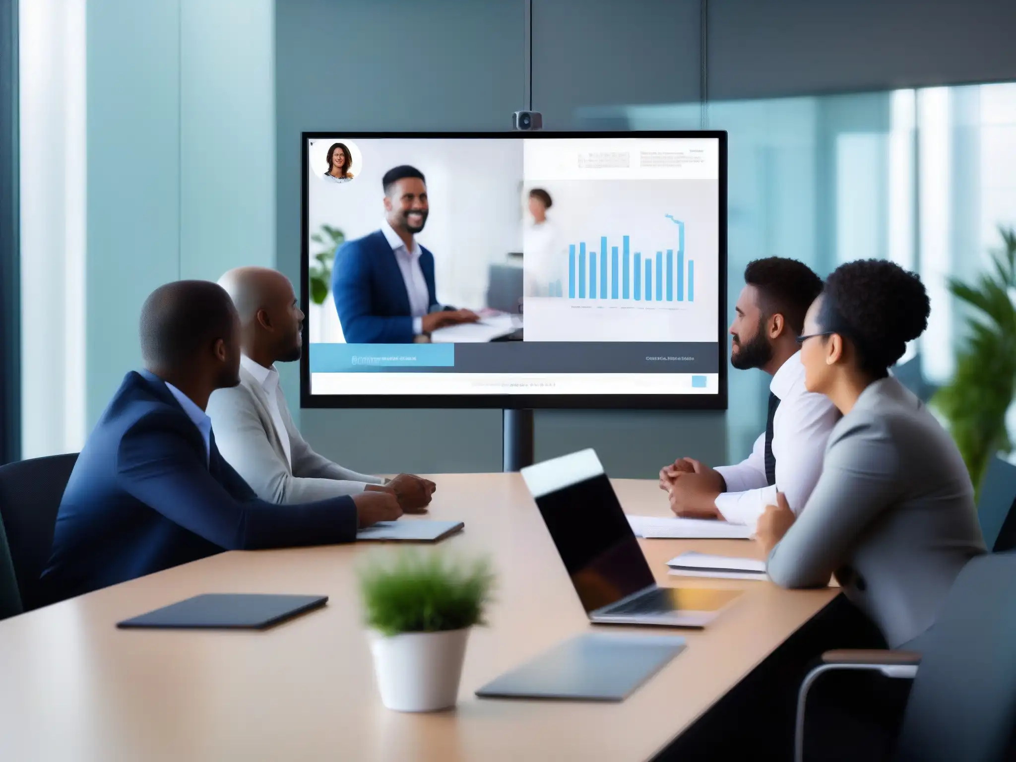 Profesionales resolviendo conflictos en videoconferencia Profesionales en videoconferencia, resolviendo conflictos con estrategias