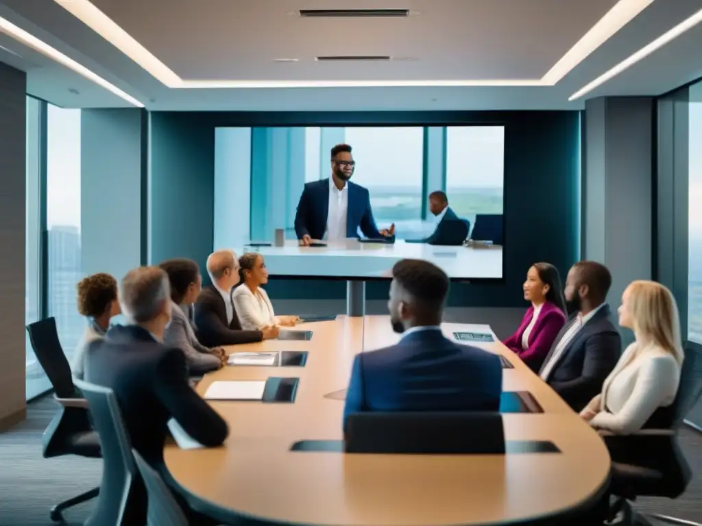 Profesionales en videoconferencia: Eficiencia y sofisticación 'Profesionales en una videoconferencia eficiente y sofisticada, transmitiendo profesionalismo y compromiso