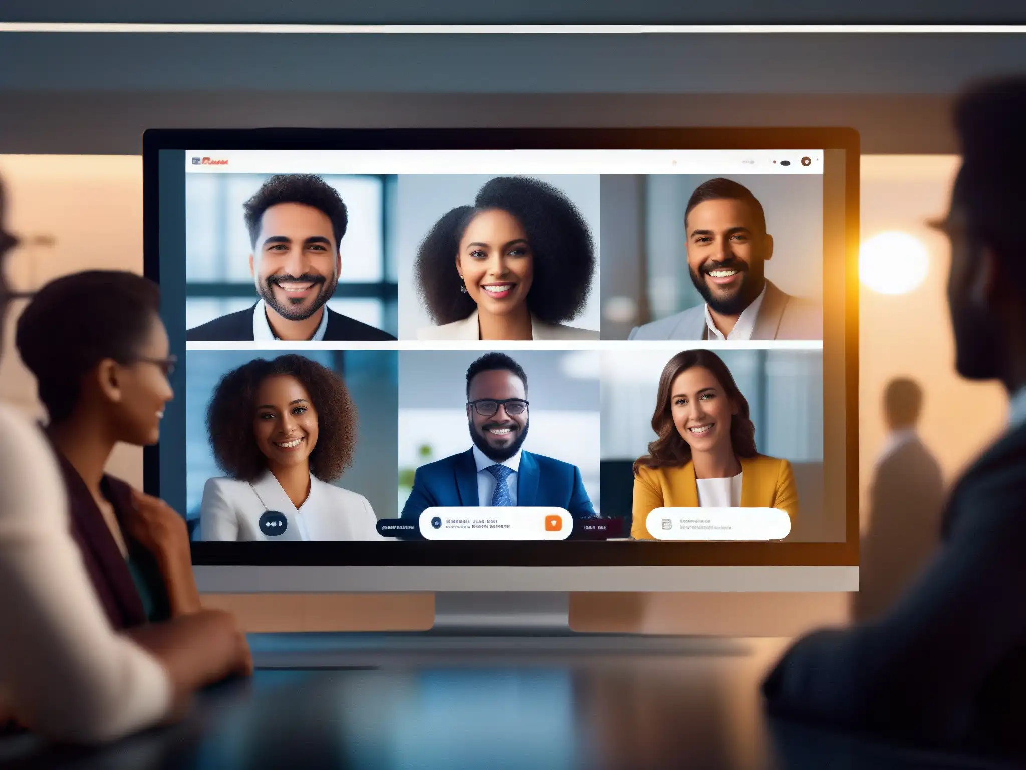 Encuesta en Videoconferencia: Profesionales en Acción Profesionales en videoconferencia realizando una encuesta en una herramienta moderna
