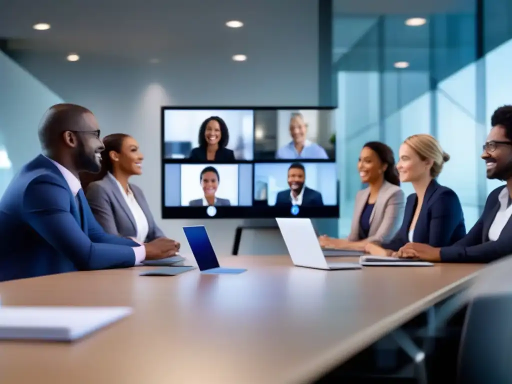 Profesionales conectados en videoconferencia Profesionales en videoconferencia, expresiones conectadas y comunicación fluida en un entorno profesional