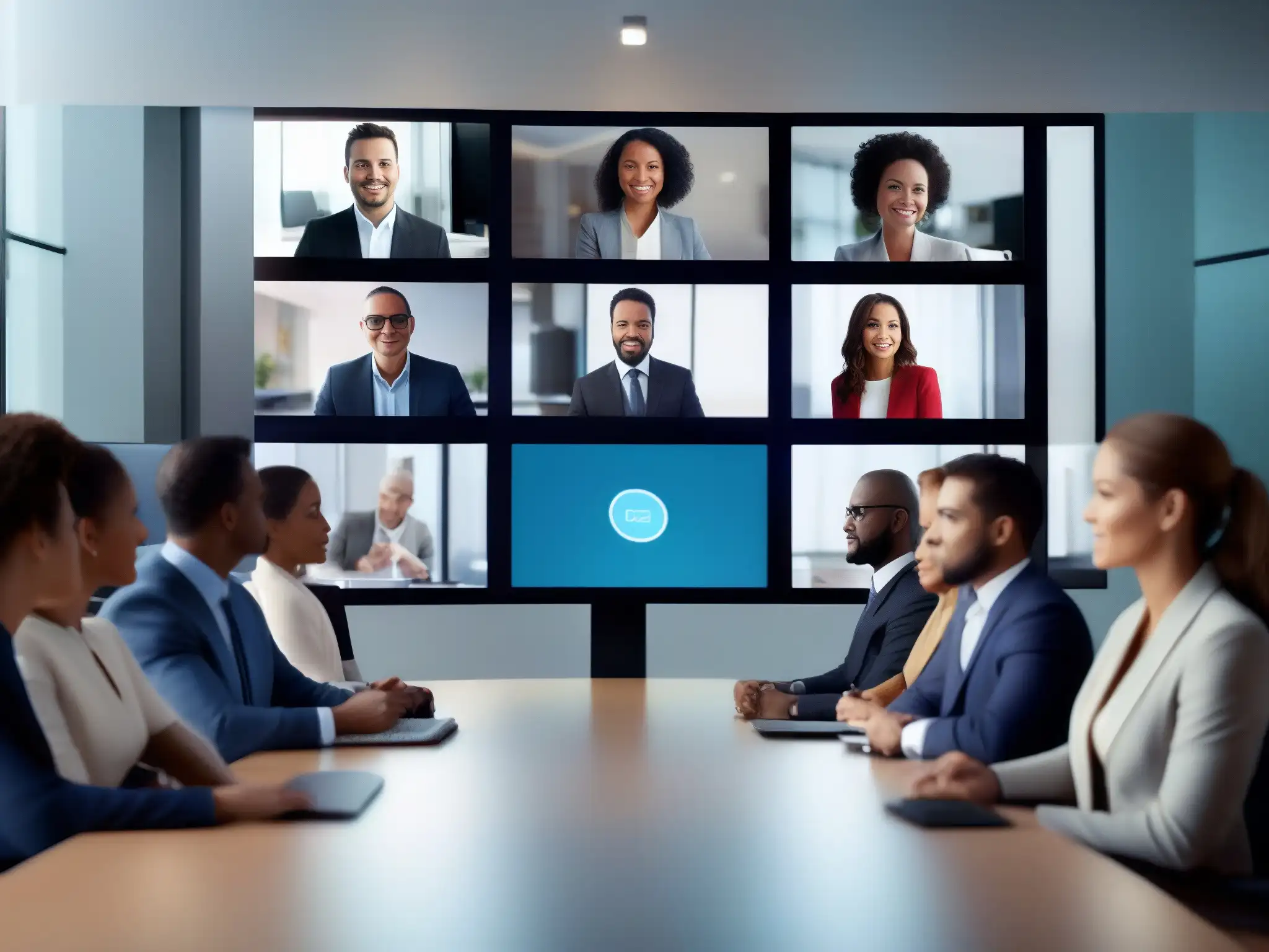 Videoconferencia profesional: enfoque y colaboración Profesionales en videoconferencia, expresiones enfocadas y determinadas, tecnología de vanguardia