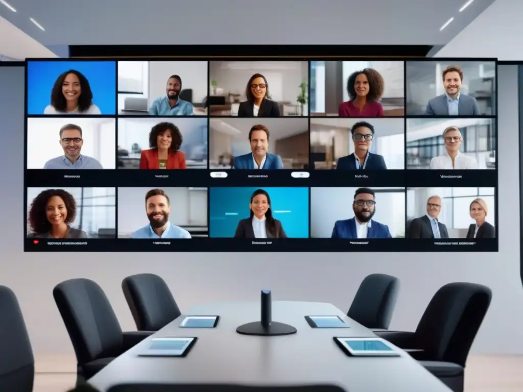 Conferencia virtual: Impacto de la latencia en la comunicación Profesionales en videoconferencia 8k, expresiones y tecnología moderna, minimizar latencia videoconferencias usabilidad