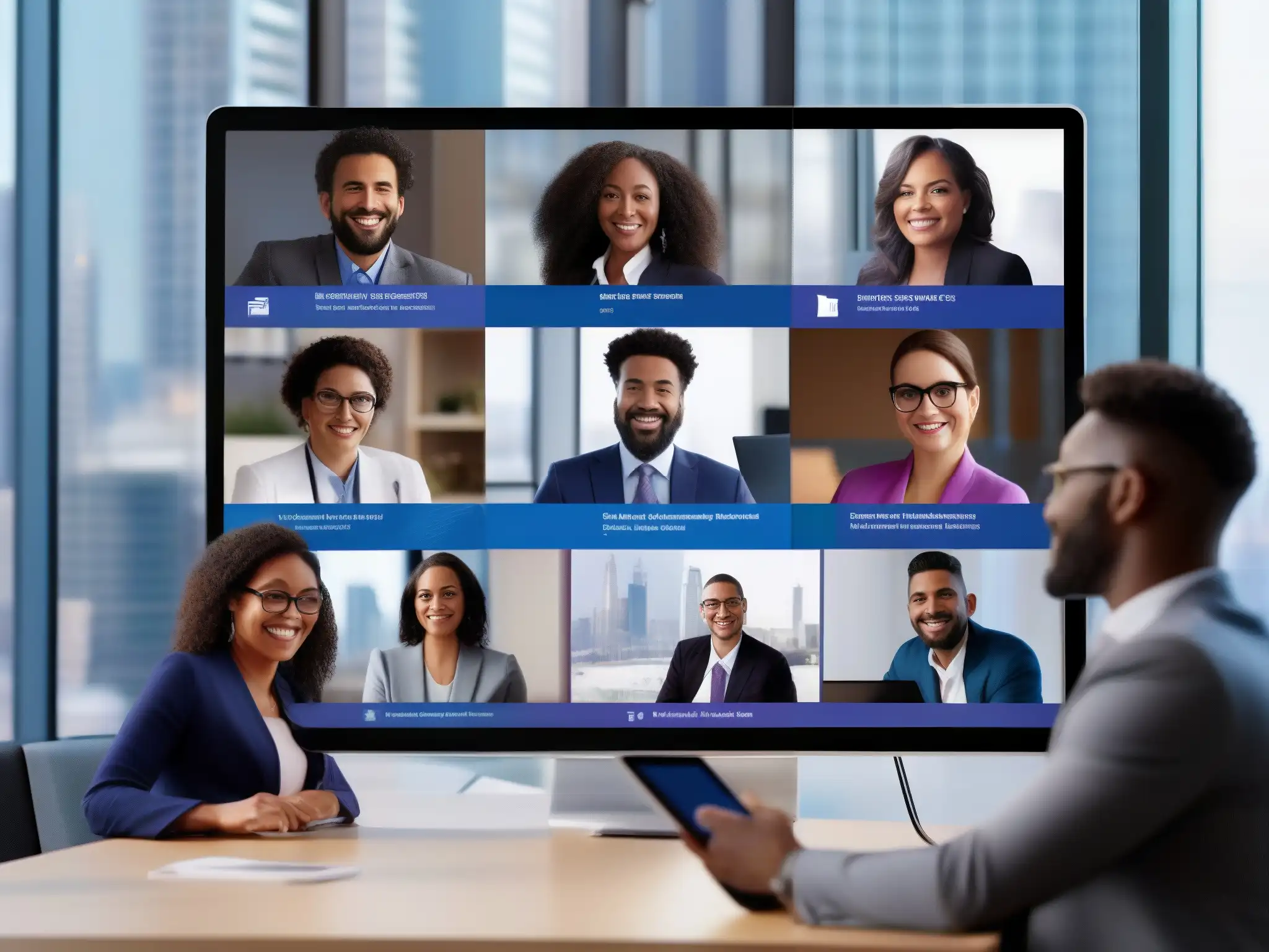 Profesionales diversos en videoconferencia móvil con Microsoft Teams Profesionales diversos disfrutan de una videoconferencia fluida en dispositivos móviles con la app Microsoft Teams