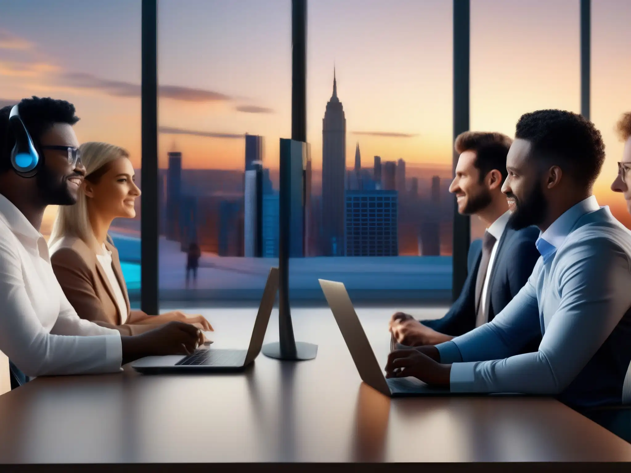 Profesionales en videoconferencia con fondos personalizados gracias a la IA