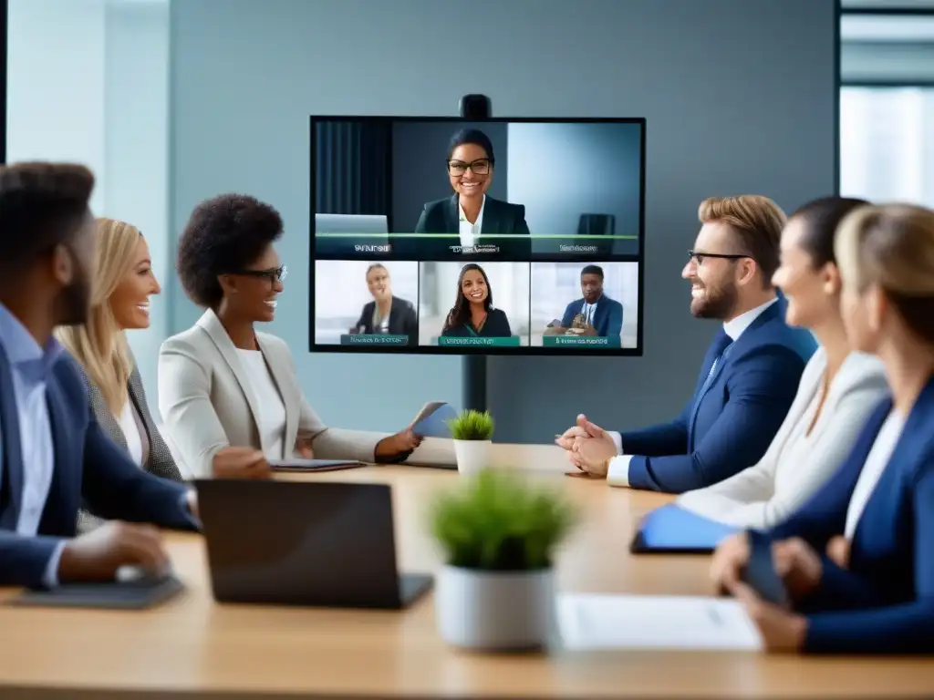 Reunión virtual profesional en GoToMeeting Profesionales en videoconferencia con GoToMeeting, ambiente profesional y eficiente