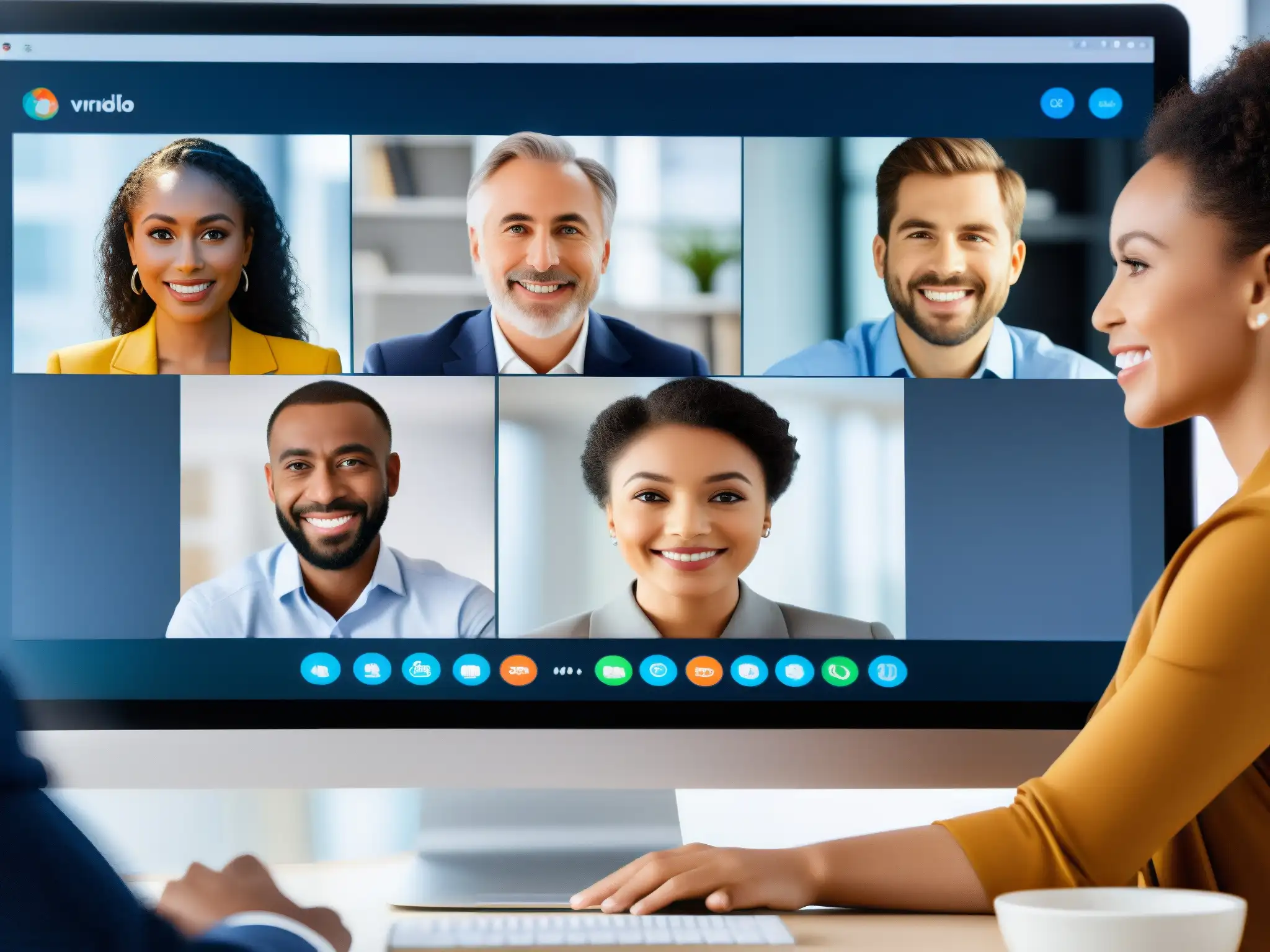 Profesionales en Videoconferencia: Comunicación No Verbal Profesionales en videoconferencia expresan lenguaje no verbal