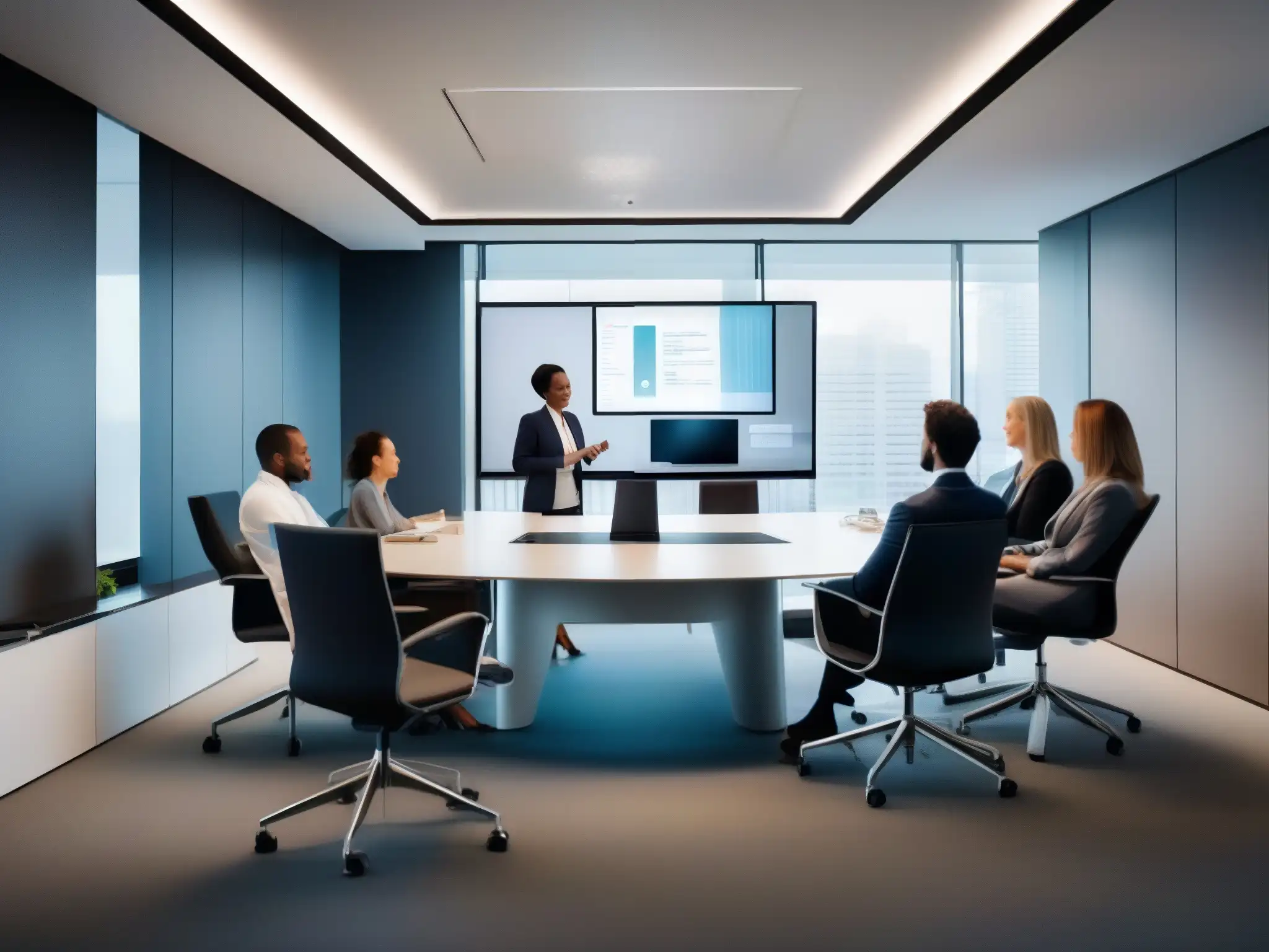 Videoconferencia de profesionales: gestión de identidad segura en acción Profesionales en videoconferencia, demostrando las mejores prácticas en gestión de identidades