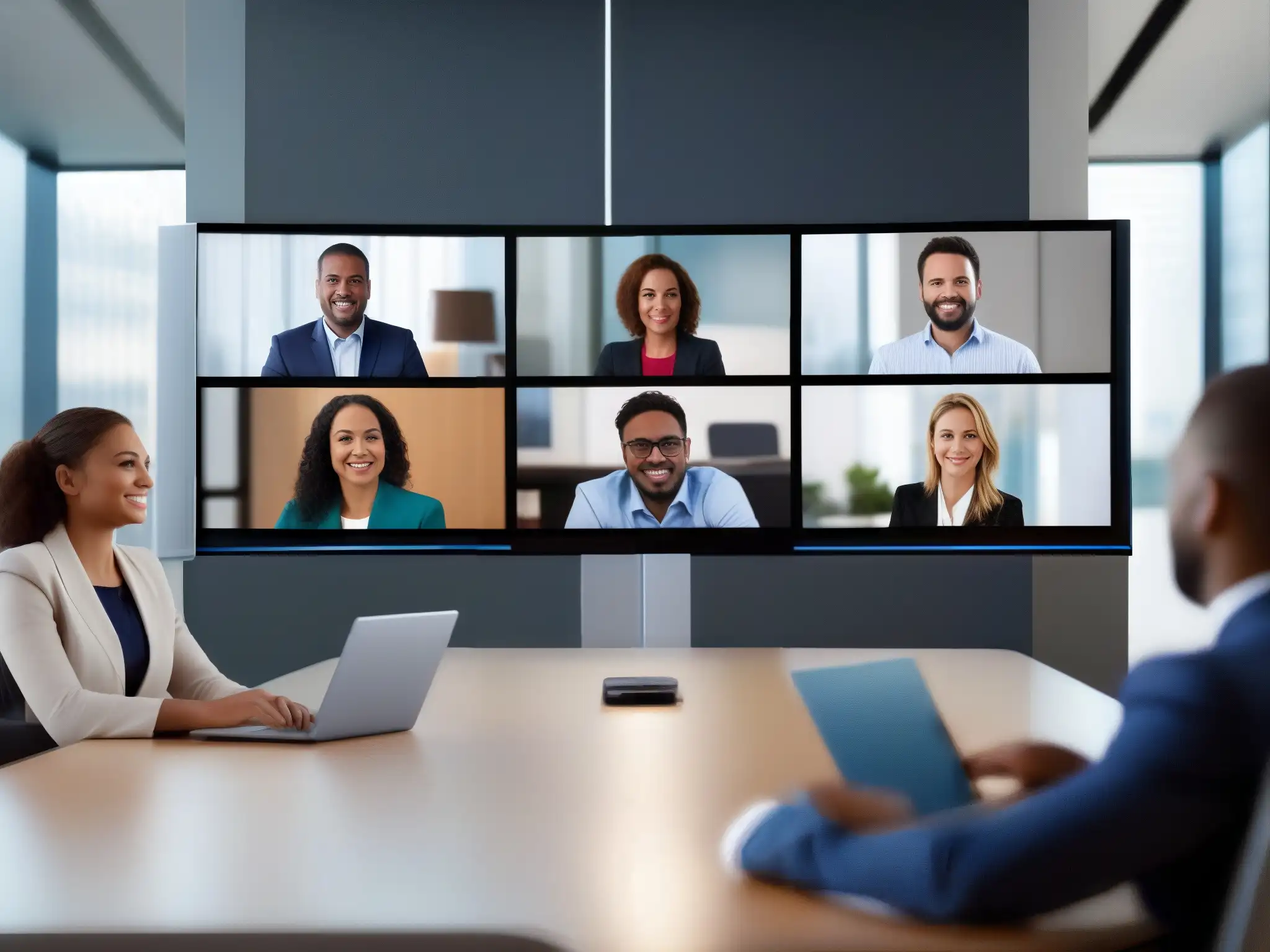 Videoconferencia profesional: expertos comprometidos en alta definición Profesionales en videoconferencia, modernos y comprometidos