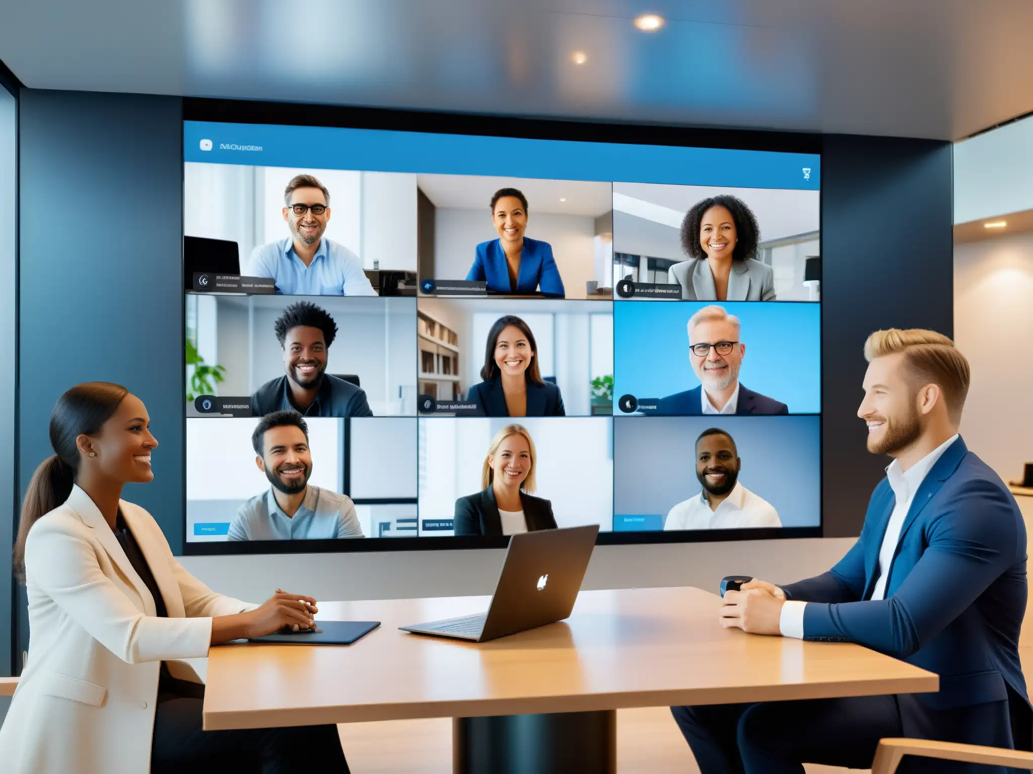 Videoconferencia profesional con Jitsi Meet: colaboración remota Profesionales en videoconferencia usando la plataforma de videoconferencia Jitsi Meet en un entorno profesional y colaborativo