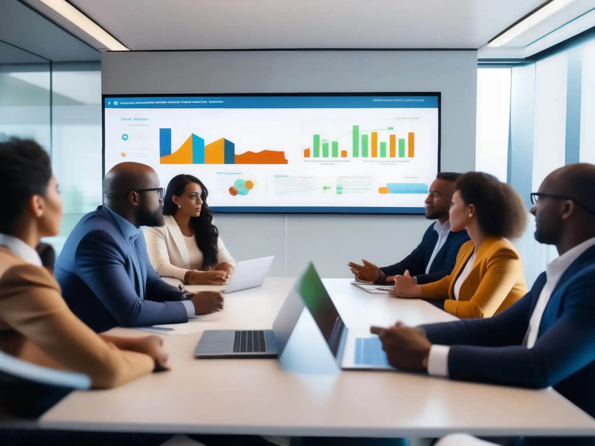 Equipo diverso en videoconferencia con Whereby, solucionando crisis Profesionales en videoconferencia, colaborando y resolviendo problemas con Whereby, impacto de whereby en videoconferencia