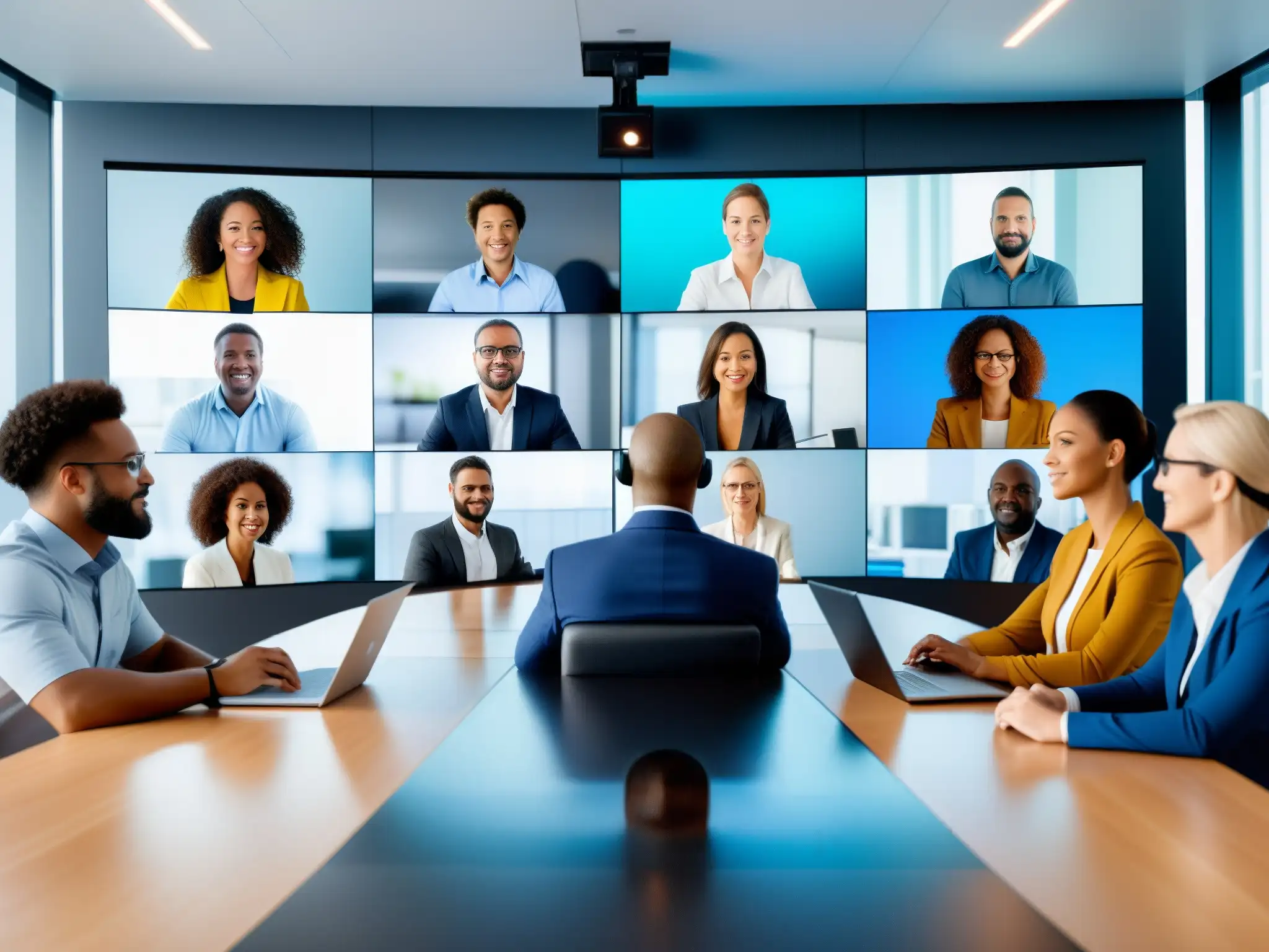 Profesionales seguros en videoconferencia Profesionales en videoconferencia, implementando efectivamente protocolos de seguridad