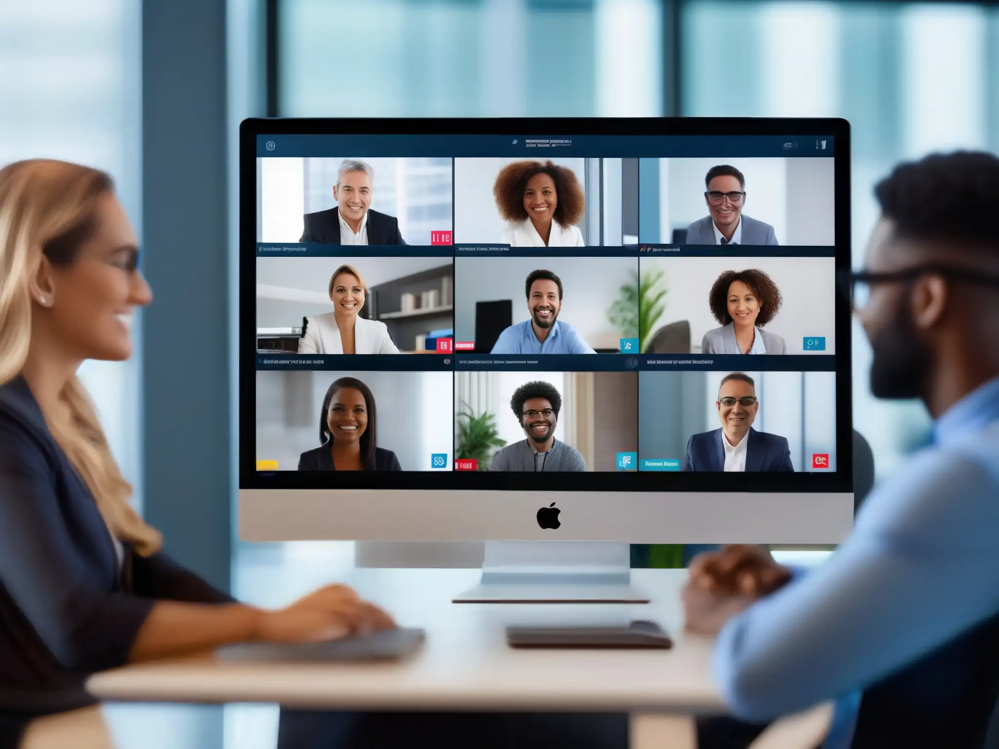 Reunión virtual de profesionales en Chime: colaboración eficiente Profesionales en videoconferencia, colaborando en un proyecto con Chime
