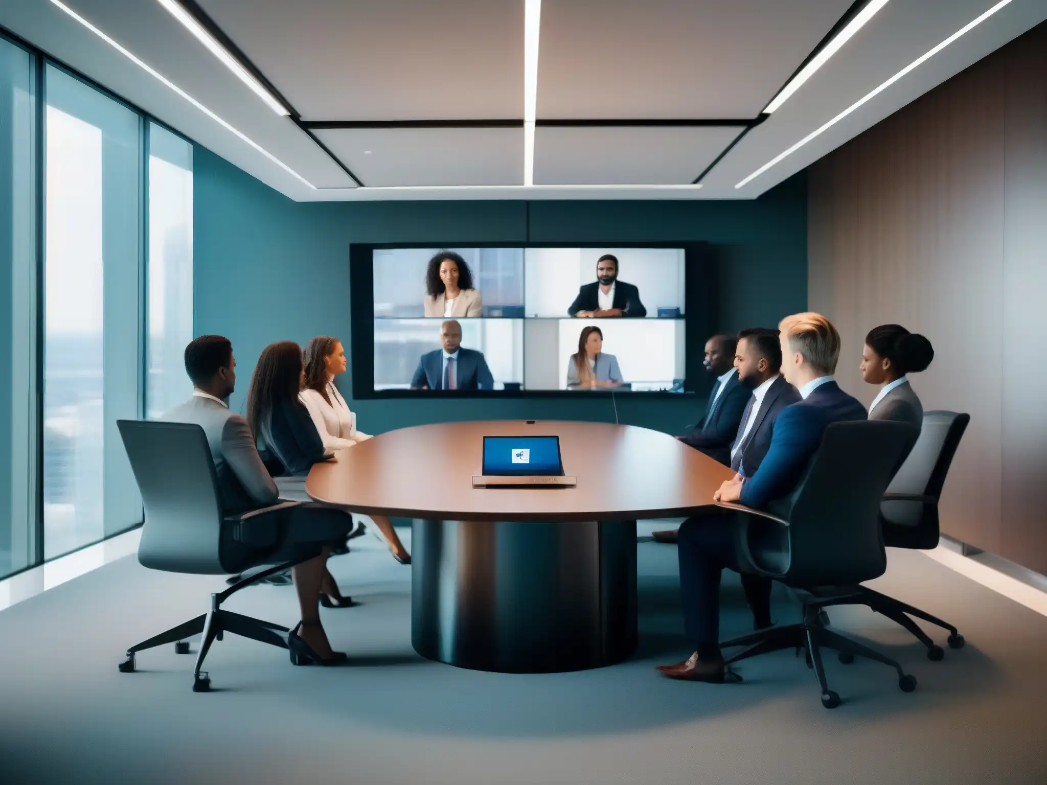 Reunión de profesionales en videoconferencia moderna Profesionales en videoconferencia segura