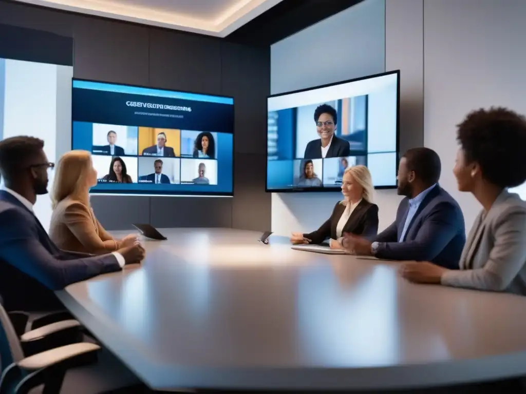 Reunión virtual de profesionales: interacción en alta definición Profesionales participan en videoconferencia con tendencias herramientas videoconferencias atención cliente