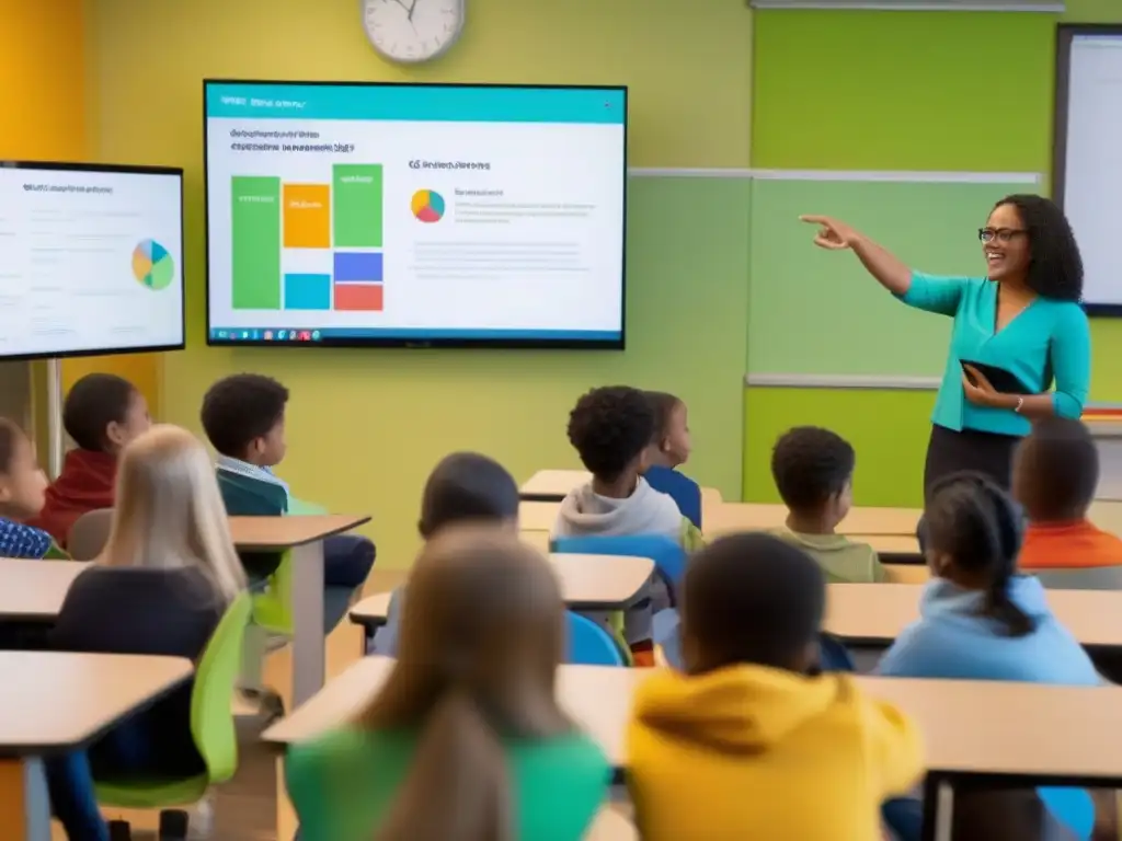 Clase interactiva en Webex: participación dinámica y colaborativa Un profesor y estudiantes participan en una animada discusión educativa a través de Webex