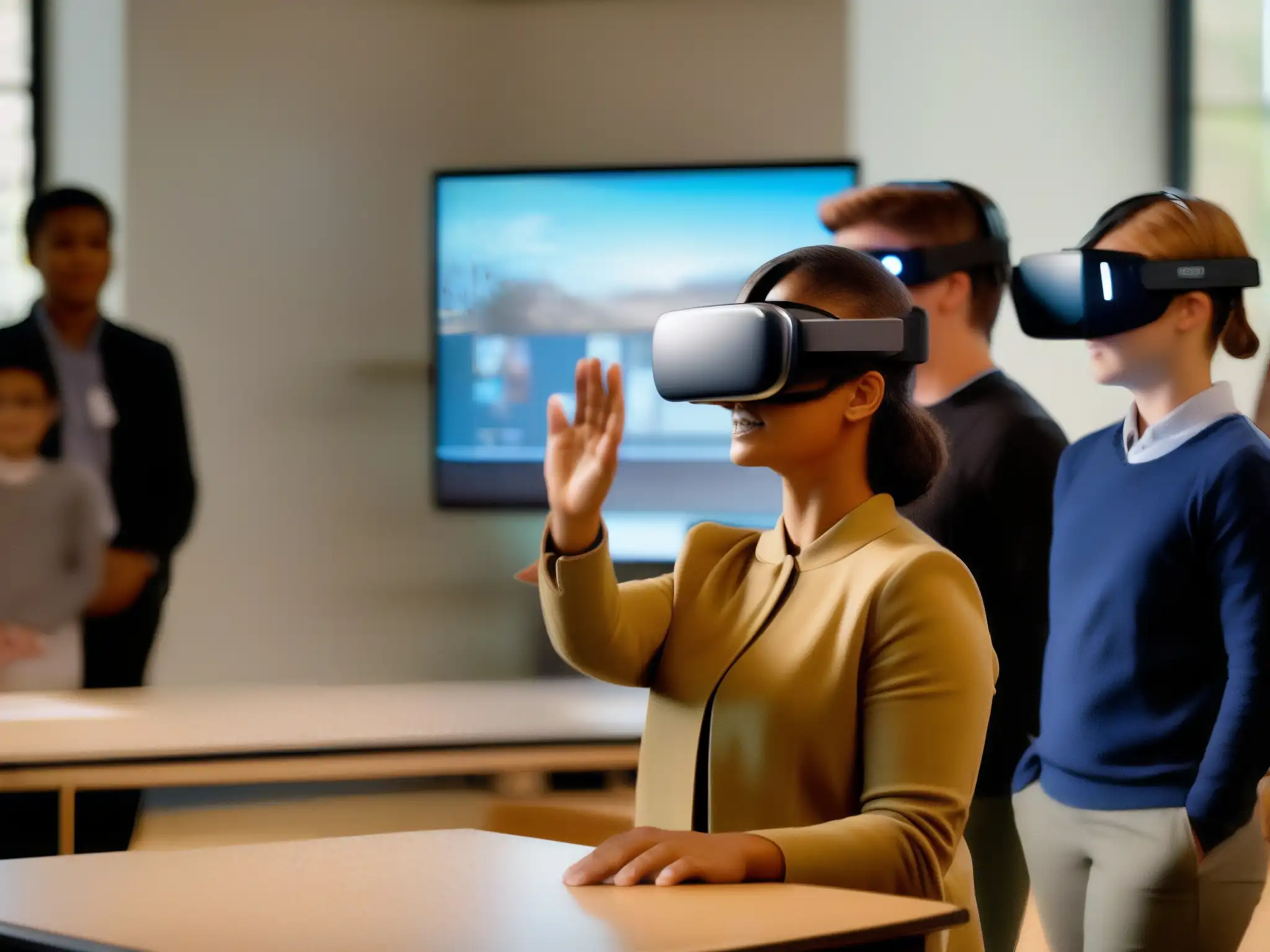 Excursión histórica virtual 5G: Educación innovadora Profesor y estudiantes disfrutan de una clase virtual 5G sobre historia