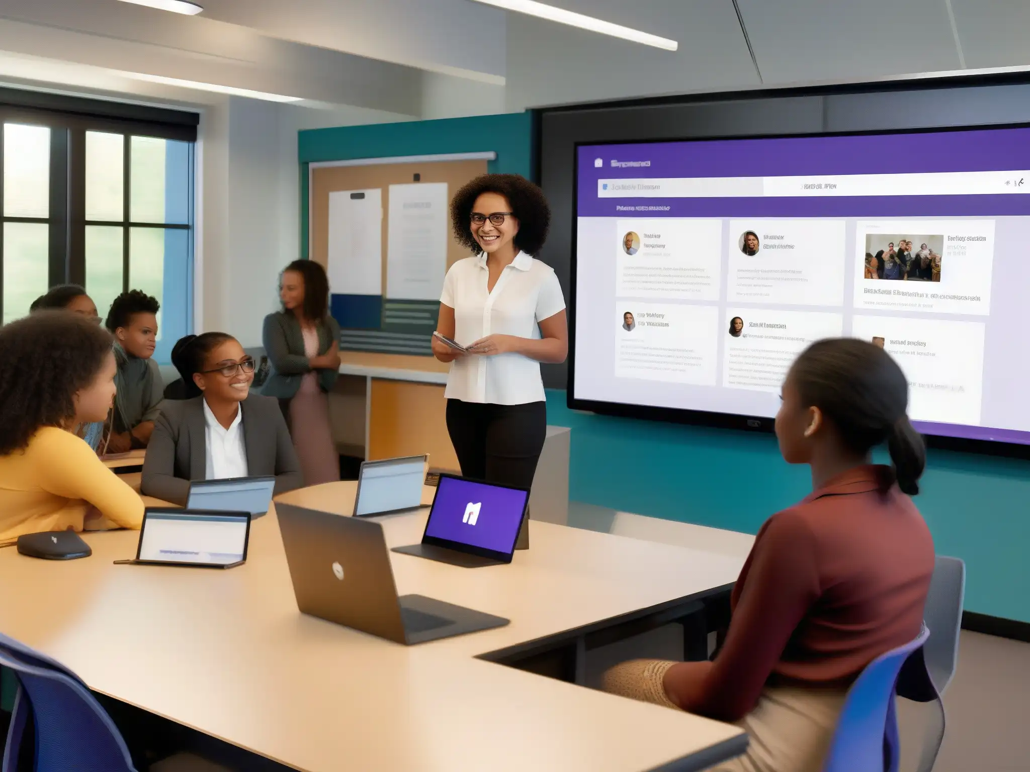 Aprendizaje colaborativo con Microsoft Teams: aula digital dinámica Profesora y estudiantes maximizan potencial didáctico de Microsoft Teams en aula digital interactiva