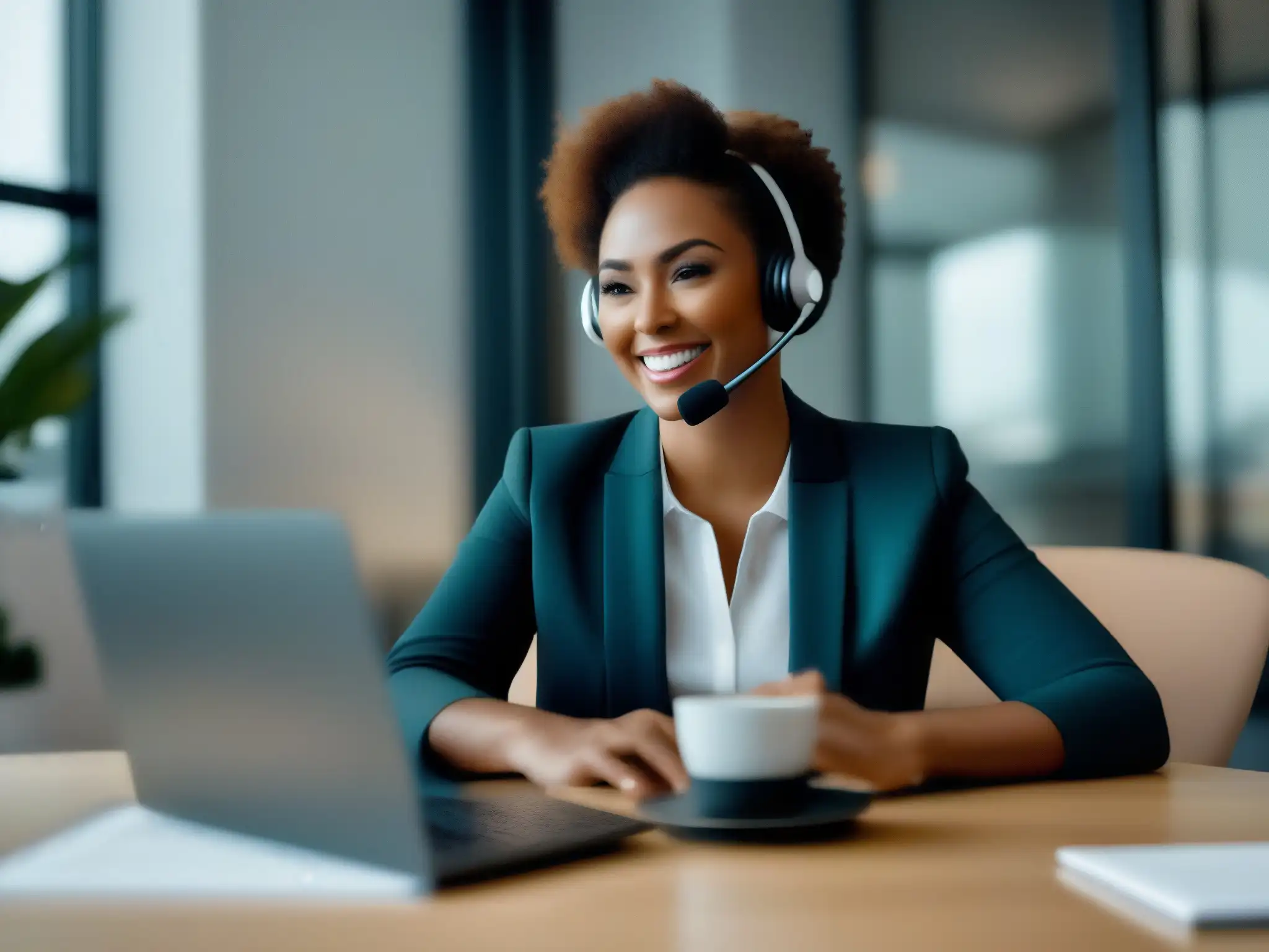 Videoconferencia profesional con Join Un representante de servicio al cliente y un cliente tienen una videoconferencia en una oficina moderna y profesional